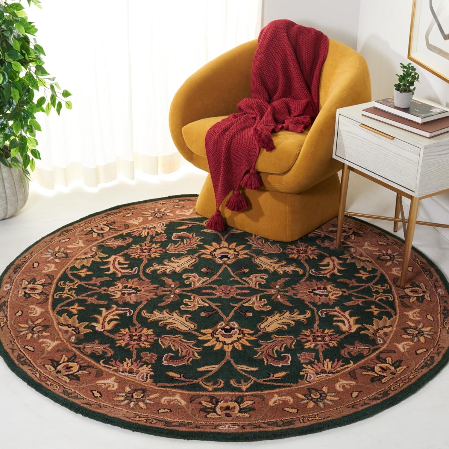 Heritage HG628 Hand Tufted Area Rug - Black/Beige - 6' Round - Safavieh.