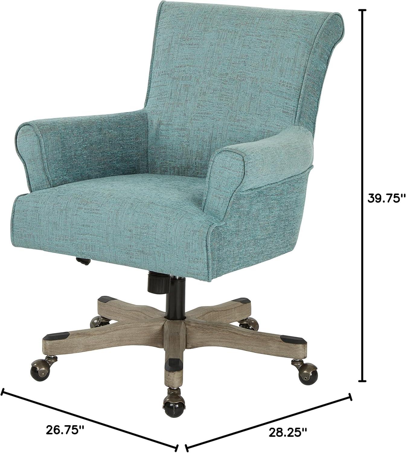 Megan Office Chair in Turquoise Fabric with Grey Wash Wood