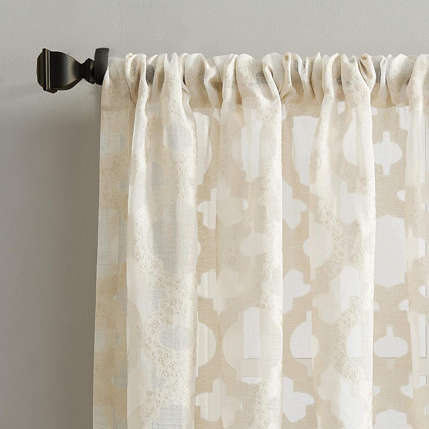 No. 918 Sheer Yvette Trellis Jacquard Rod Pocket Curtain Panel