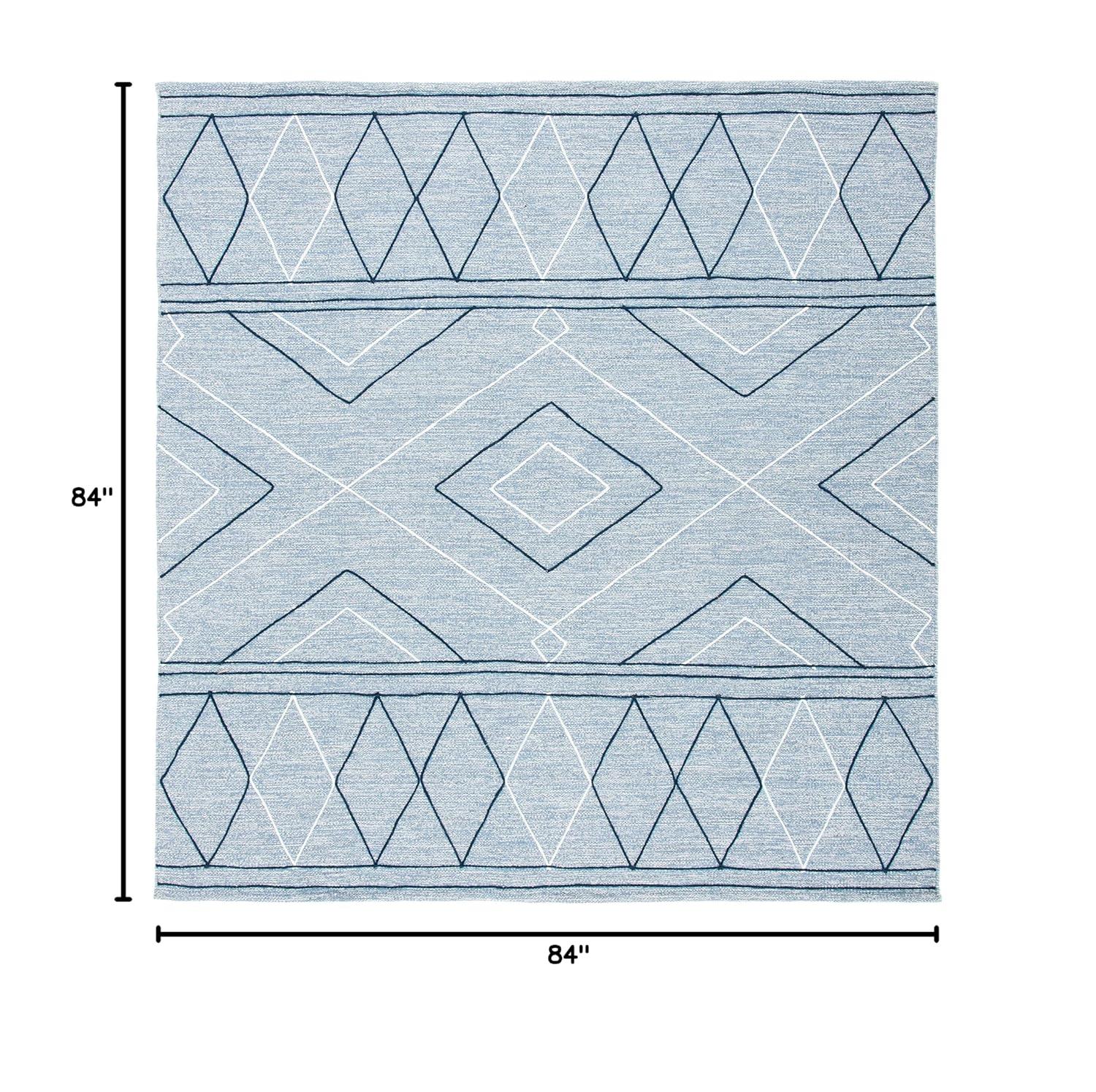 Striped Kilim STK510 Hand Woven Area Rug - Light Blue/Ivory - 7'x7' - Safavieh.
