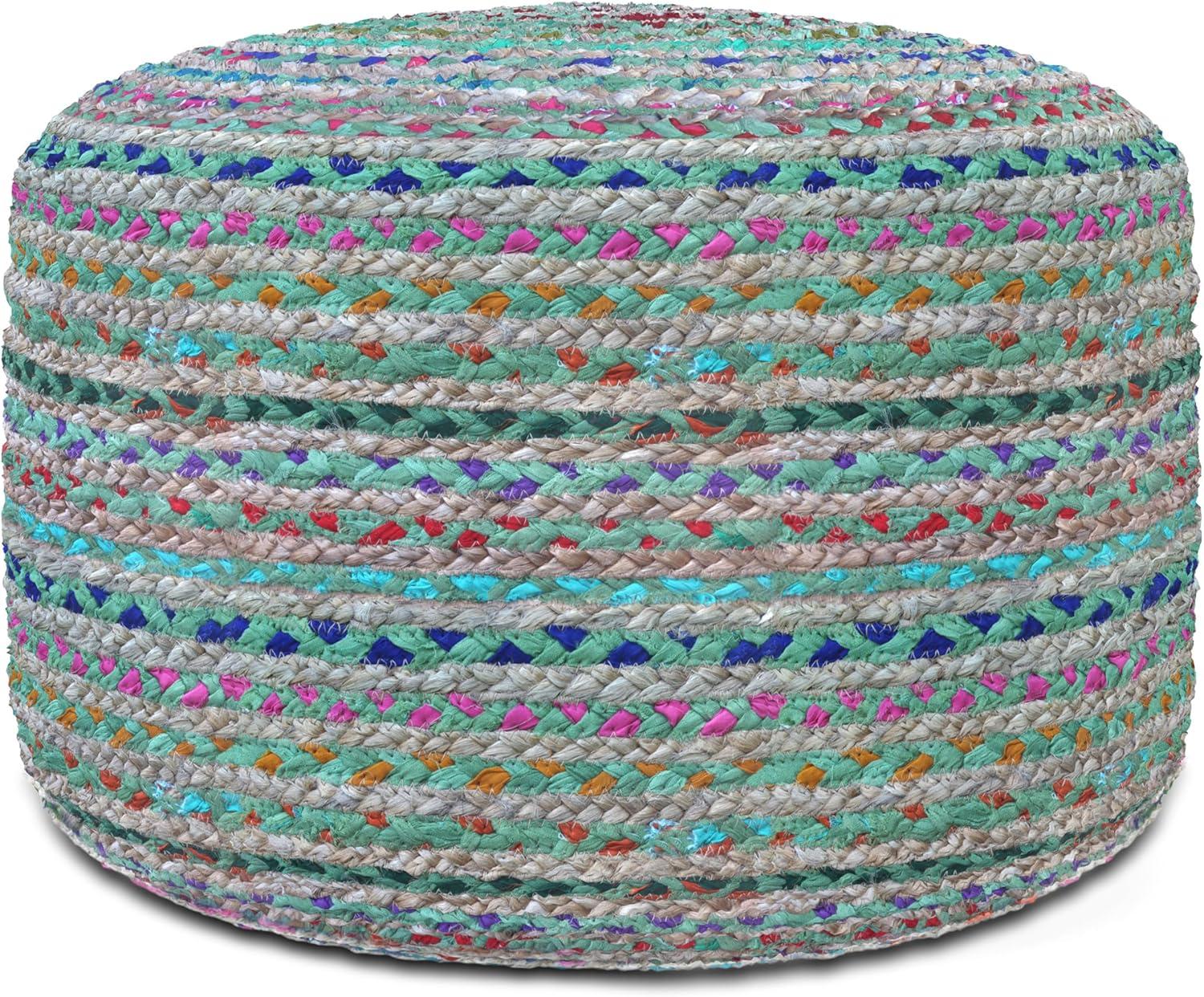 Simpli Home Margo 20"W Cotton and Jute Boho-style Pouf