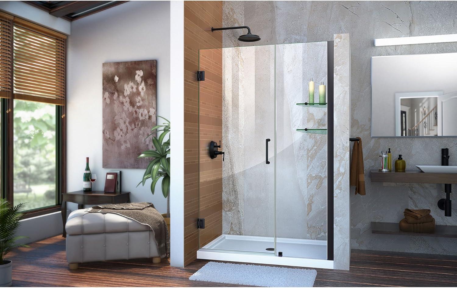 Unidoor 46" W x 72" H Hinged Frameless Shower Door with Clearmax™ Technology