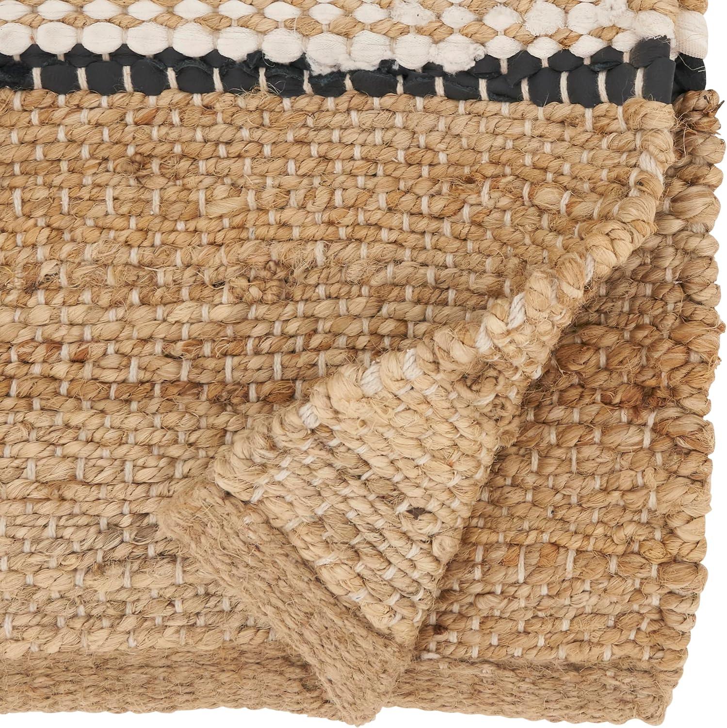 Earthy Jute Stripe Beige Table Runner, 16"x72"