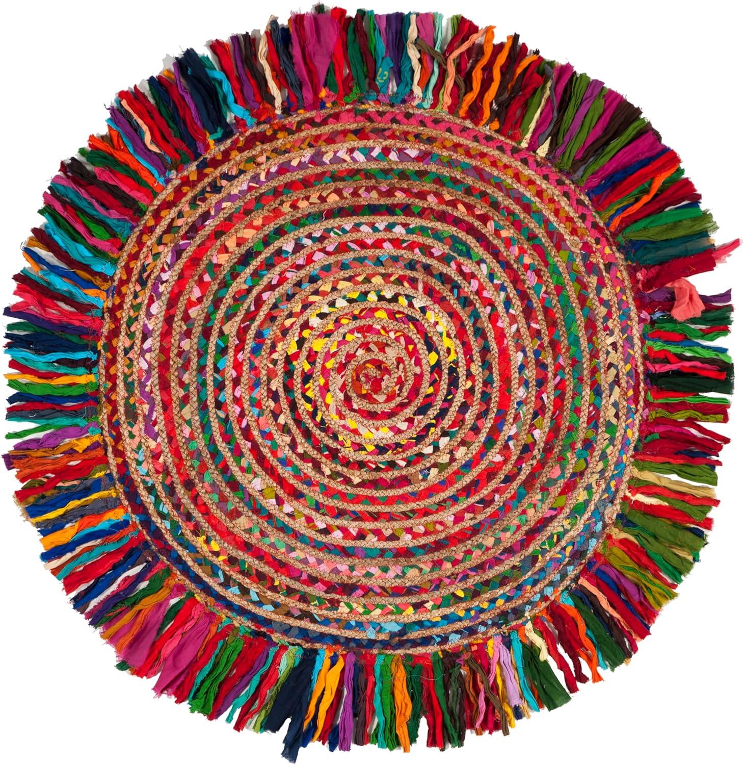 Cape Cod CAP206 Hand Woven Area Rug - Ivory/Red - 4' Round - Safavieh.