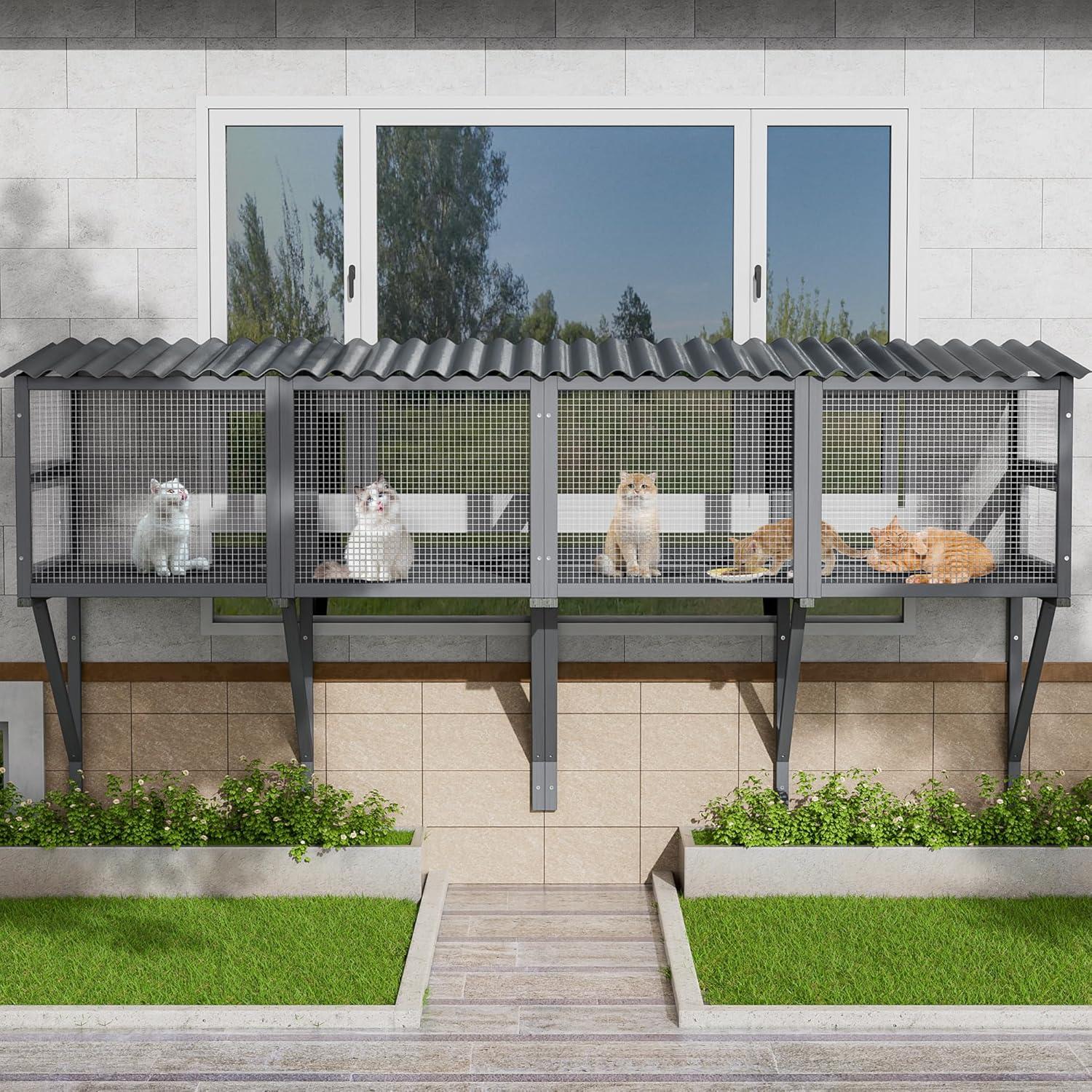 Tucker Murphy Pet™ Cat Catio,Cat Window Perch for Large Indoor Cats - Expandable Wooden Cat Window Box Enclosure for Multi Cats,