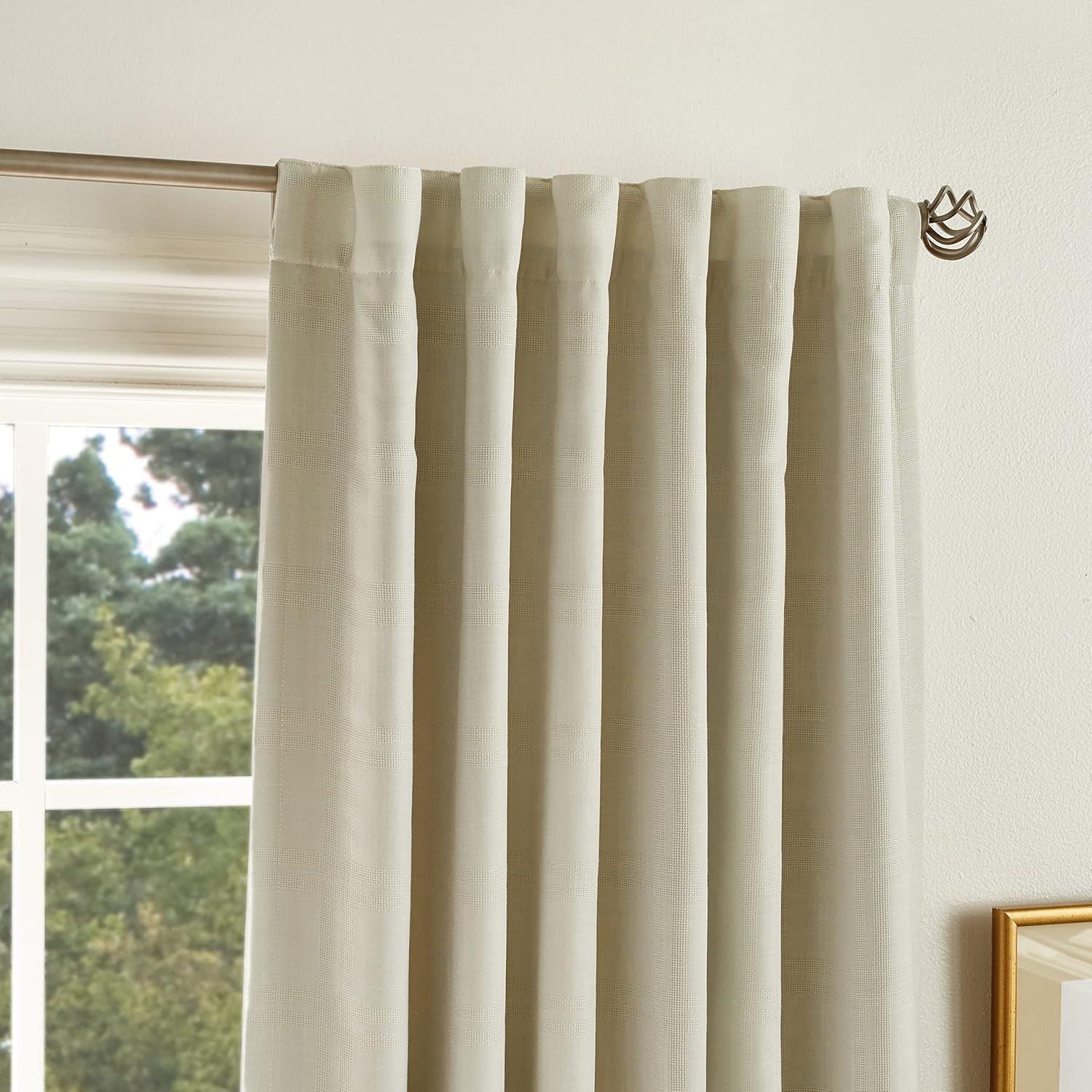 Bedford Polyester Blackout Curtain Panel Pair Linen (Set of 2)