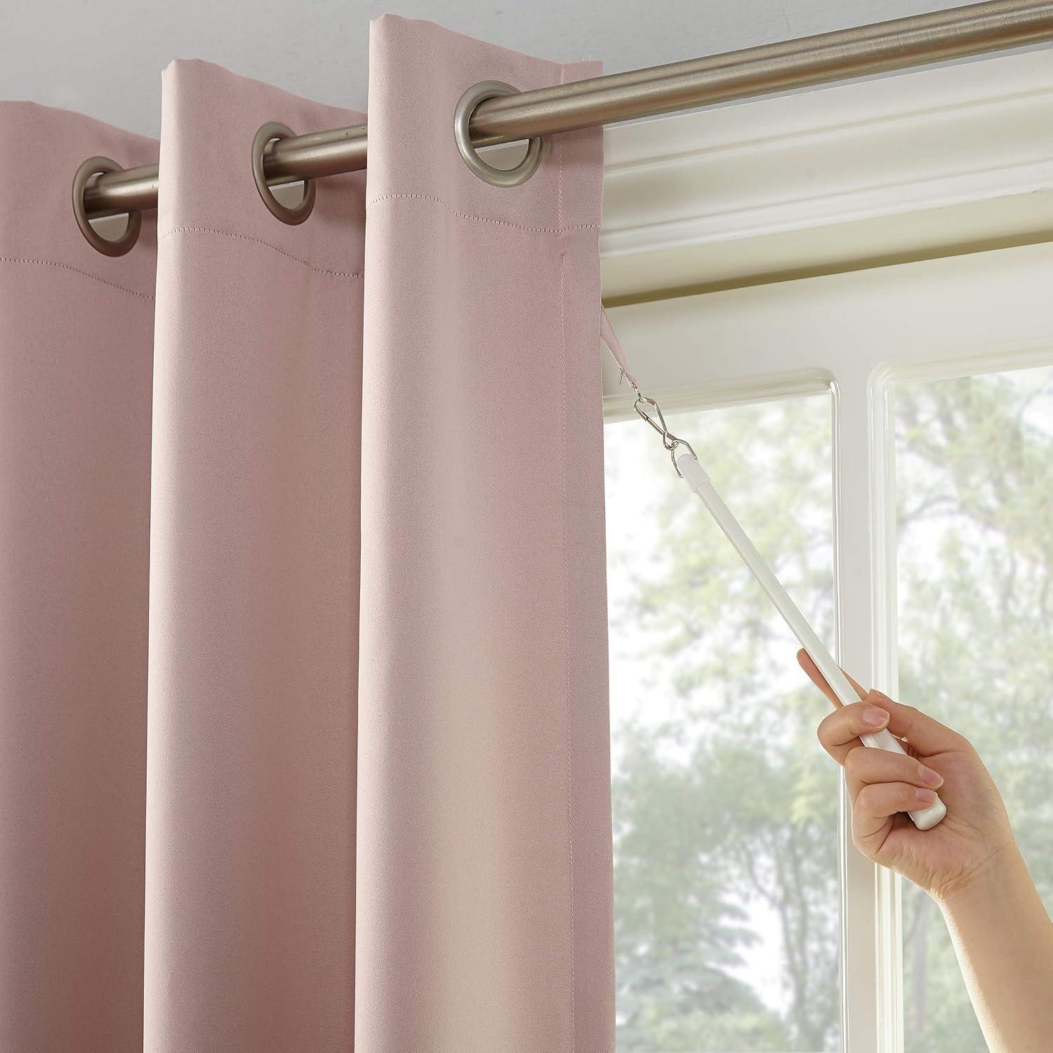 Sun Zero Bartlett Grommet Room Darkening Extra Wide Patio Curtain Panel, 100"x84", Blush Pink