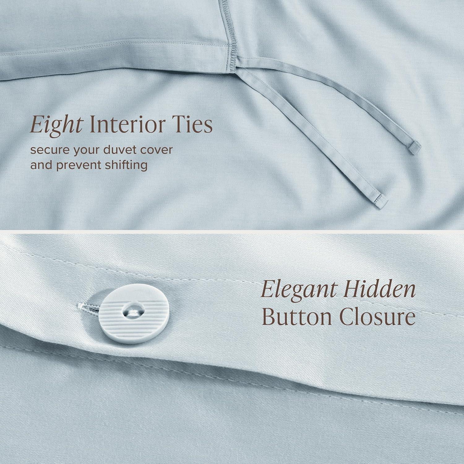 400 Thread Count Organic Cotton Sateen Twin/Twin XL Duvet Cover and Sham Set Winter Blue by Bare Home