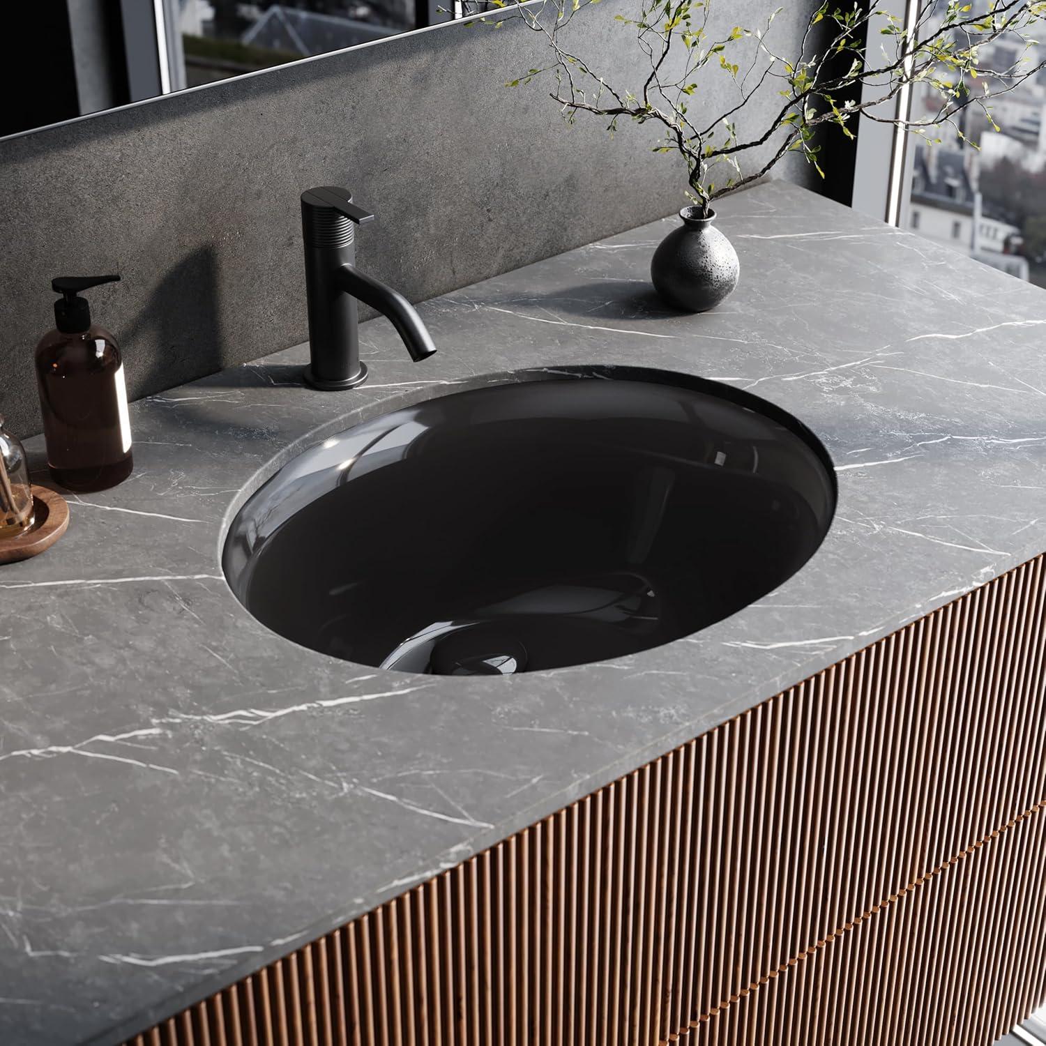Ruvati 16 x 13 inch Undermount Bathroom Sink Oval Porcelain Ceramic with Overflow