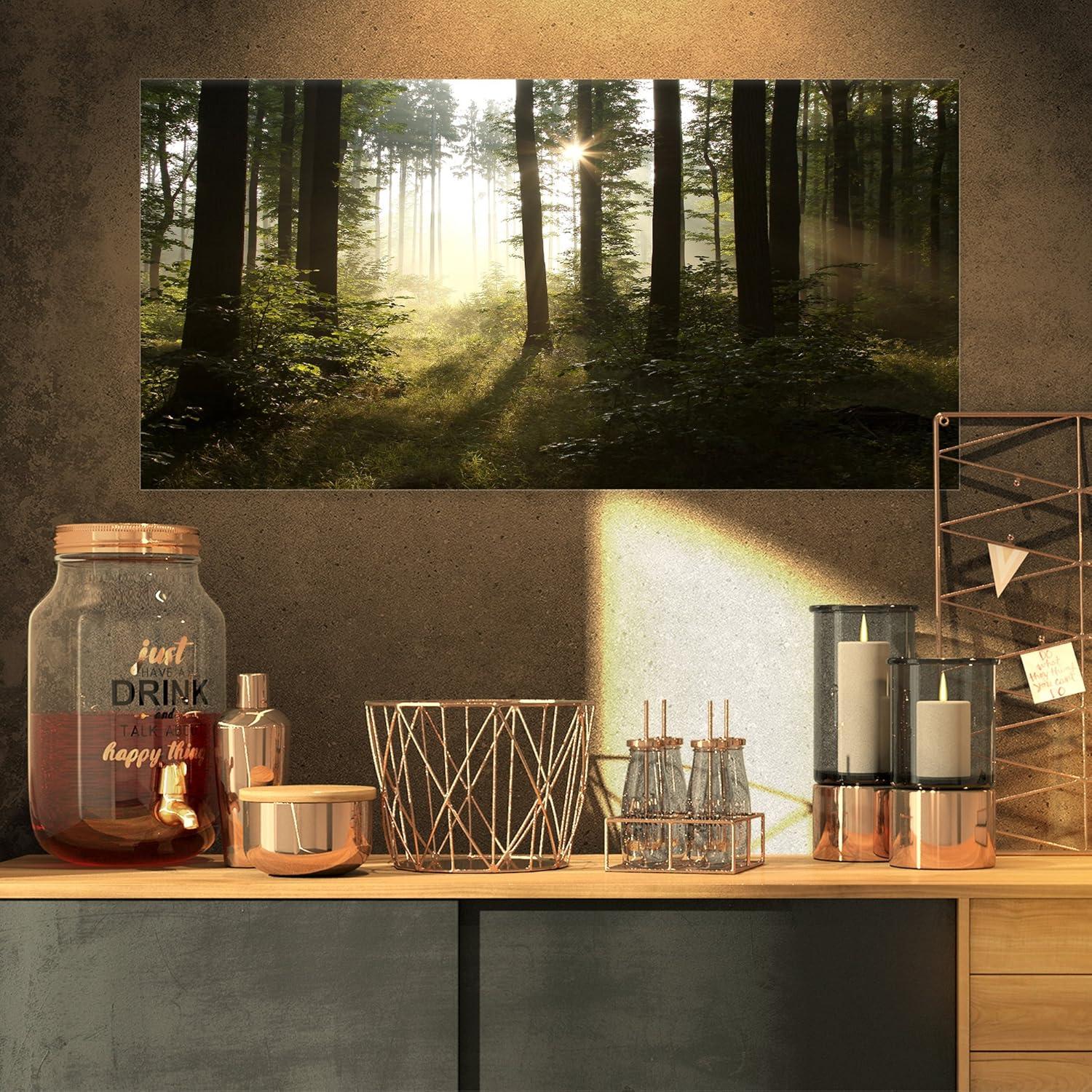 Early Morning Sun Green Forest Landscape Canvas Print