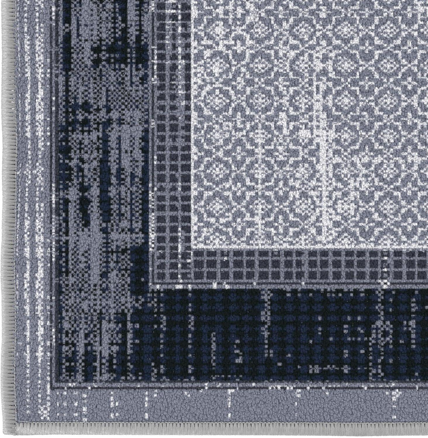 Non-Slip Bordered Area Rug For Living Room, Hallway Runner, Entryway Rug
