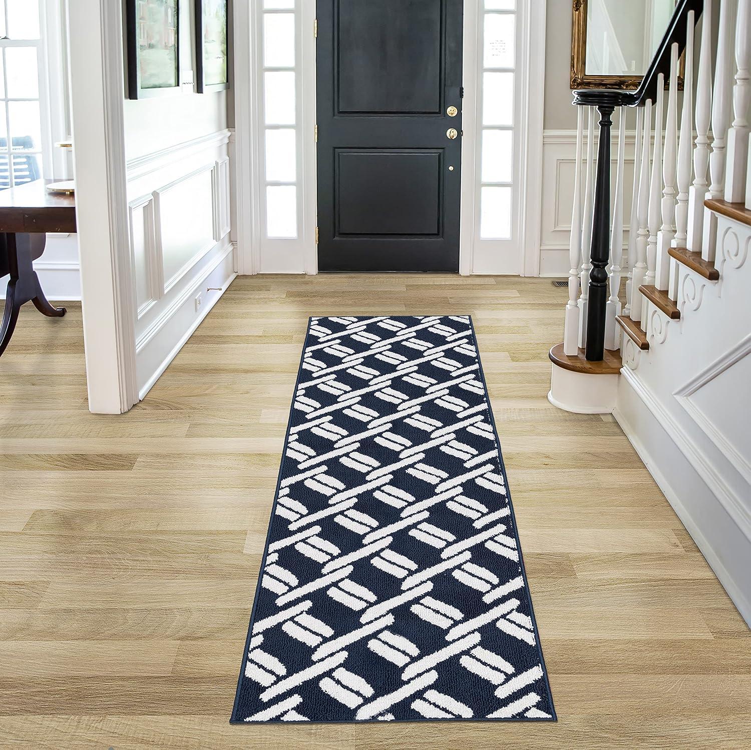 Nautica Tufted Runners Geometric Tufted All Loop Navy Runner & Accent Rugs