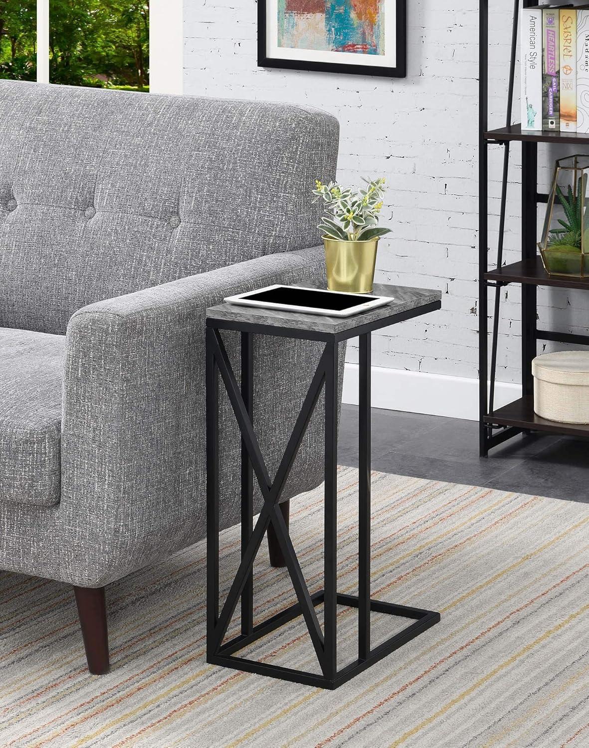 Convenience Concepts Tucson C End Table, Gray Marble/Black