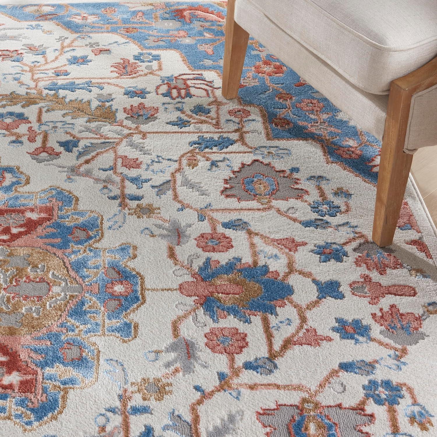 Nourison Elation Floral Medallion Indoor Rug Ivory Blue 7'10" x 9'10"