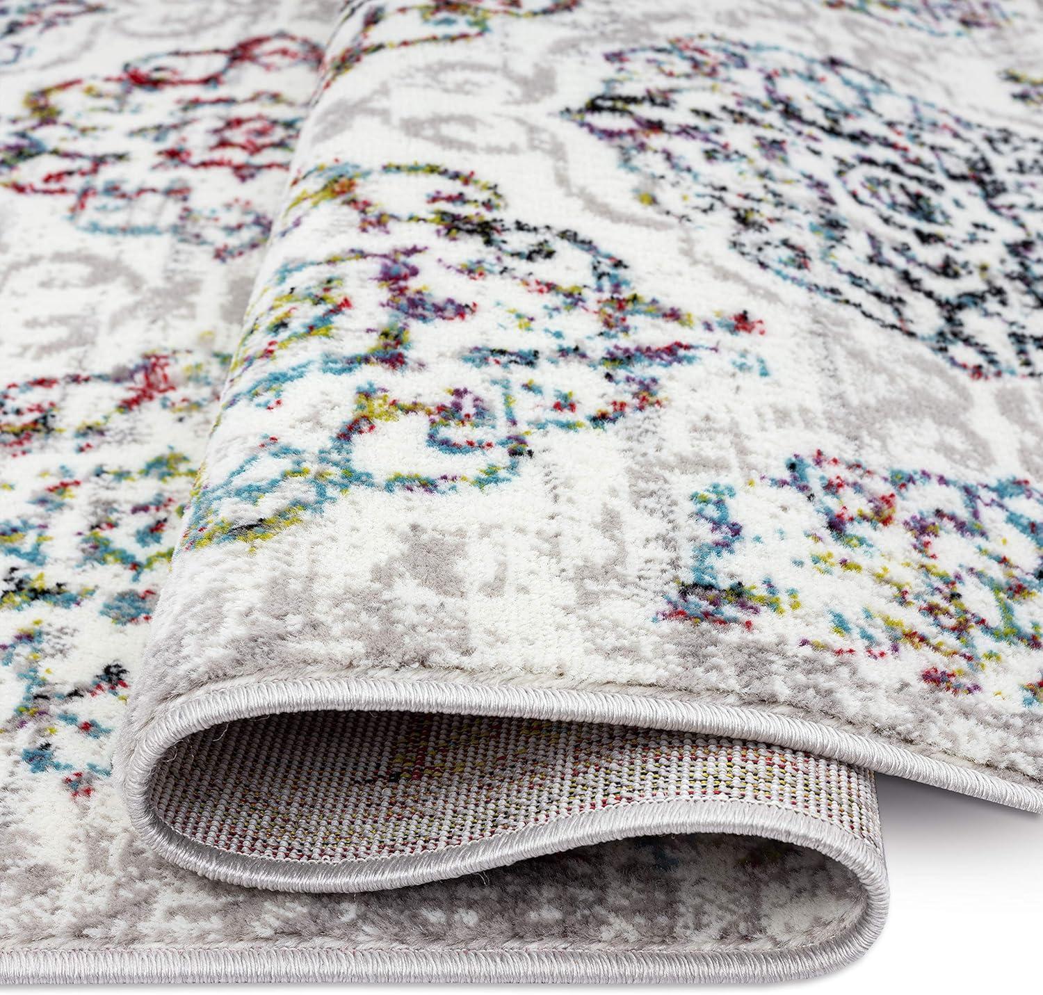 Home Dynamix Boho Andorra Transitional Damask Area Rug Ivory/Blue/Black, 5'2"x7'2"