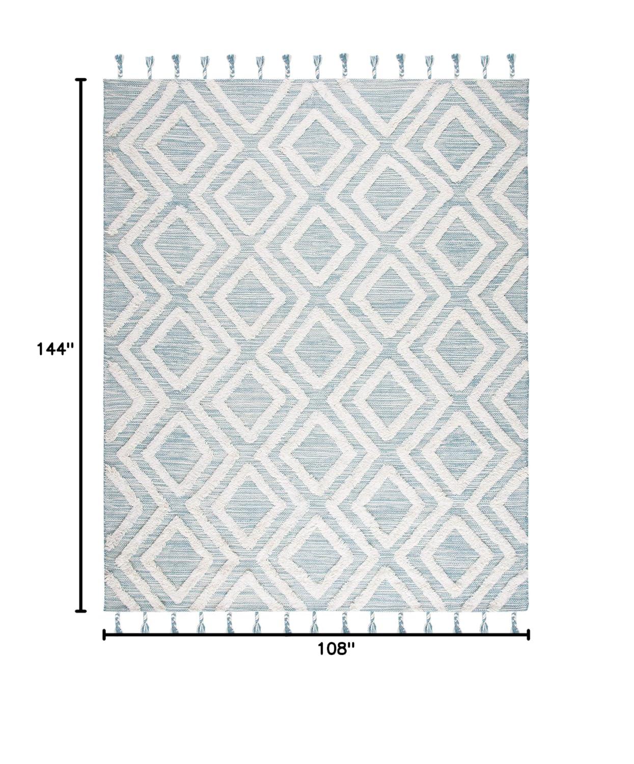 SAFAVIEH Kenya Arline Geometric Wool Area Rug, Aqua/Ivory, 9' x 12'