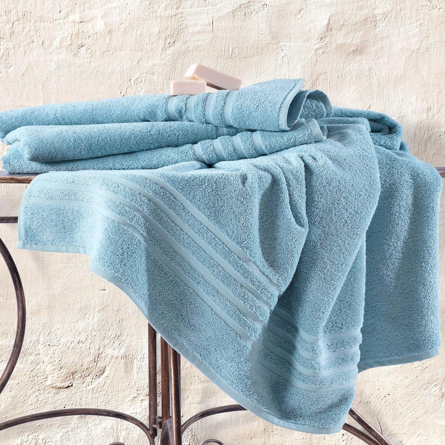 Jumbo Large Bath Sheets Towels 2 Pack Soft and Absorbent, 100% Cotton Towels (Sea Salt, Bath Sheet)