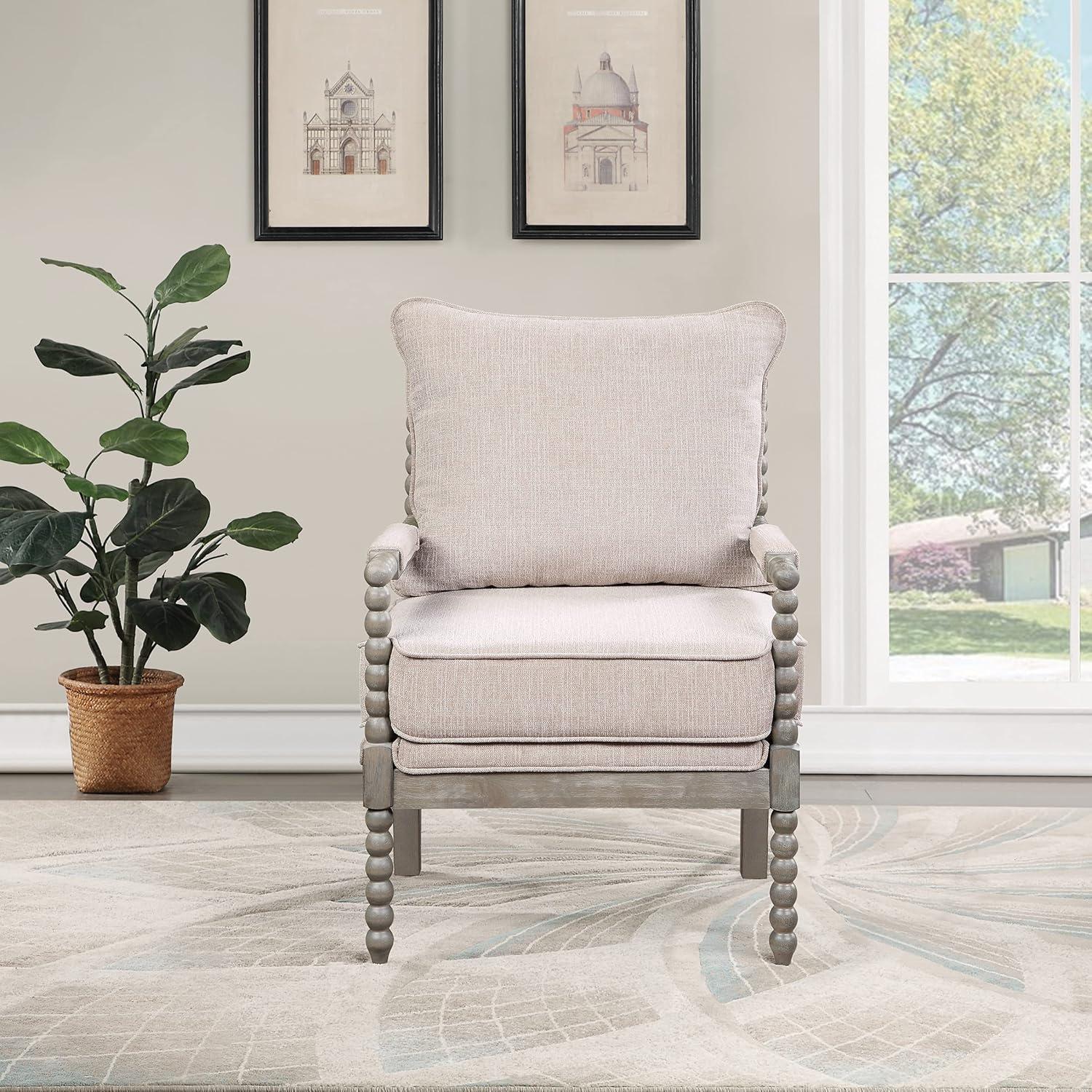 OSP Home Furnishings Abbott Chair in Linen Fabric with Brushed Grey Base K/D