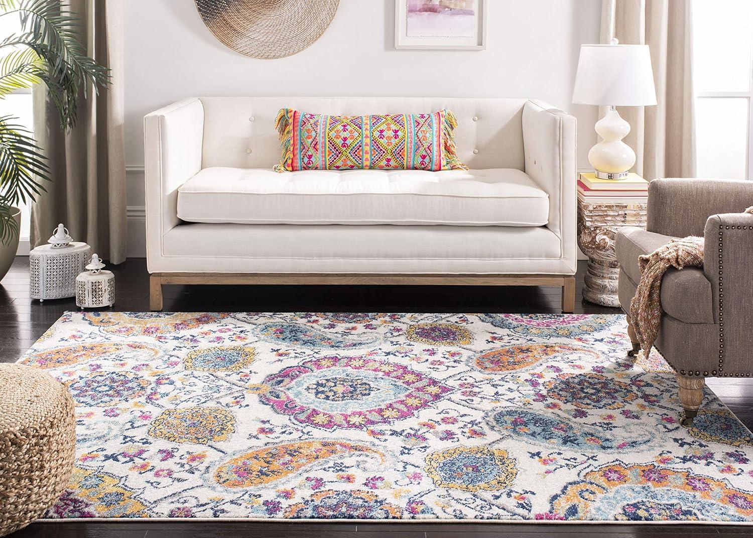 Madison MAD600 Power Loomed Indoor Area Rug - Cream/Multi - 4'x6' - Safavieh