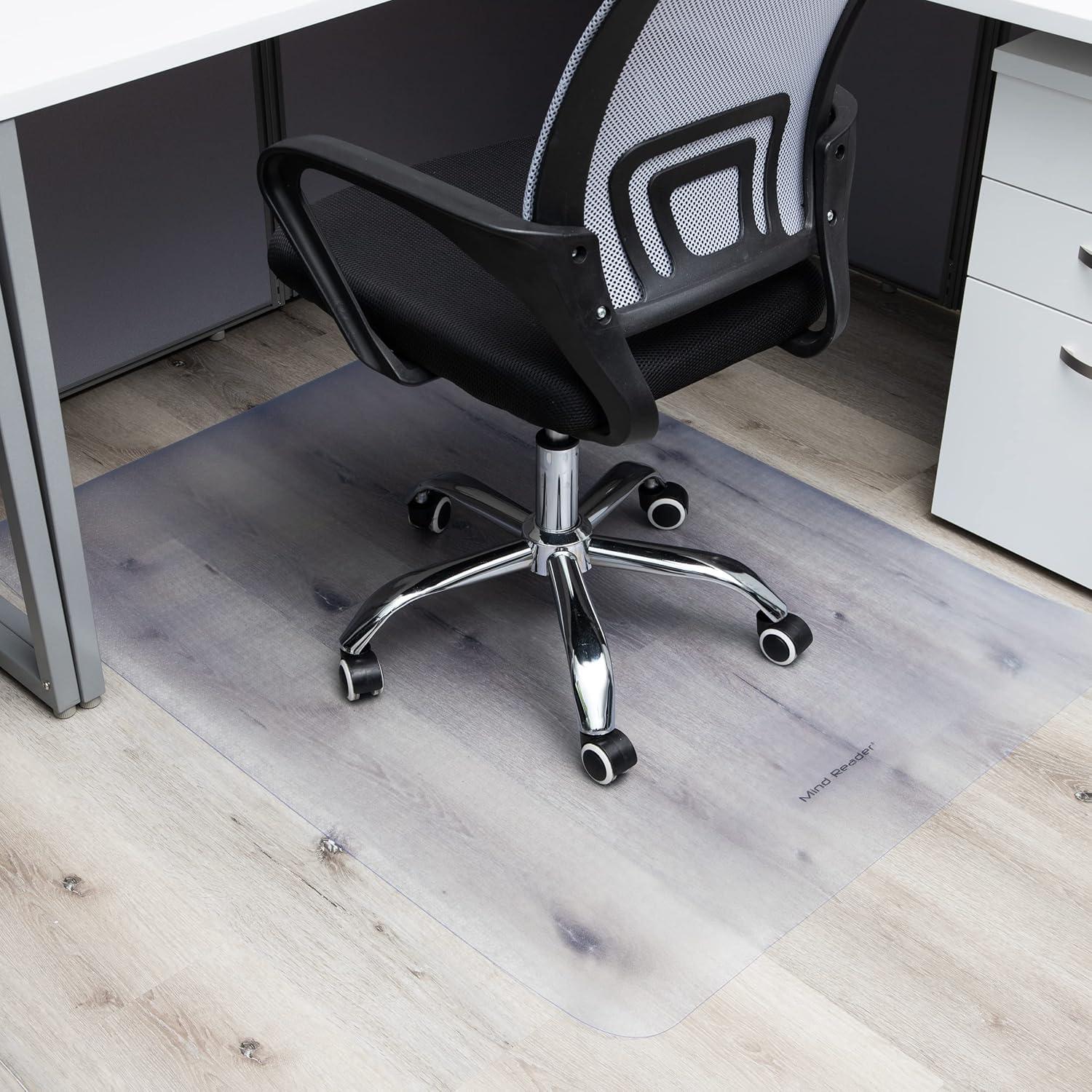 Mind Reader Office Chair Mat for Hardwood Floors, Under Desk Floor Protector, Rolling, PVC, 47"L x 35.25"W x 0.125"H, Clear