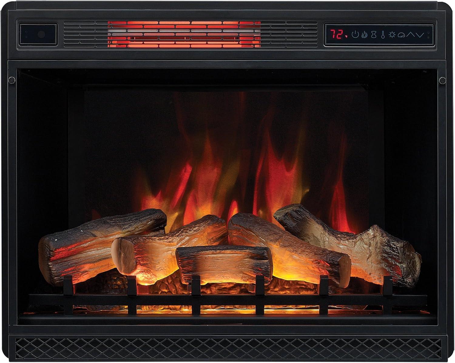 28-Inch Black Electric Fireplace Insert with Mantel