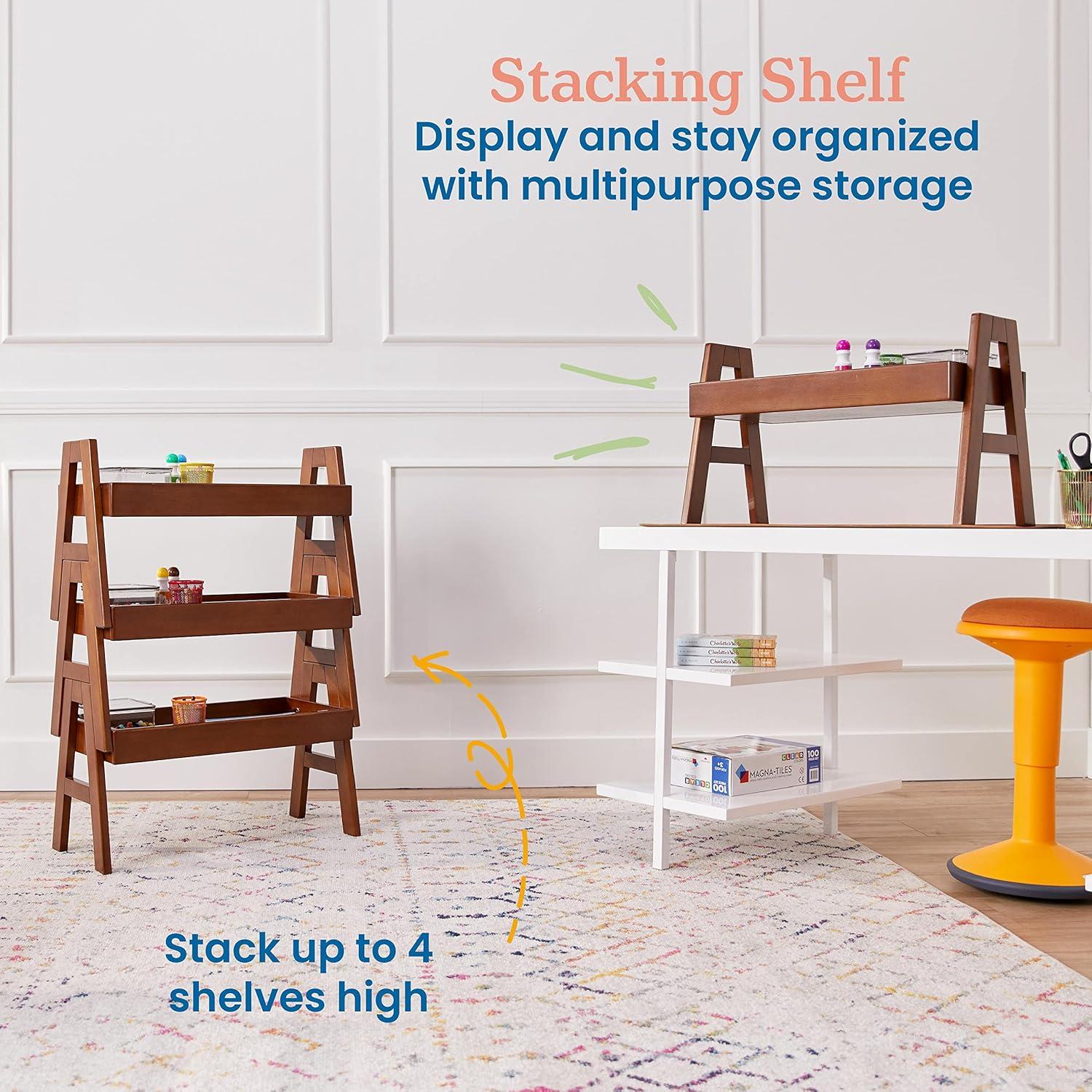 ECR4Kids Adjustable Stacking Shelf with Full Edge, Bookcase