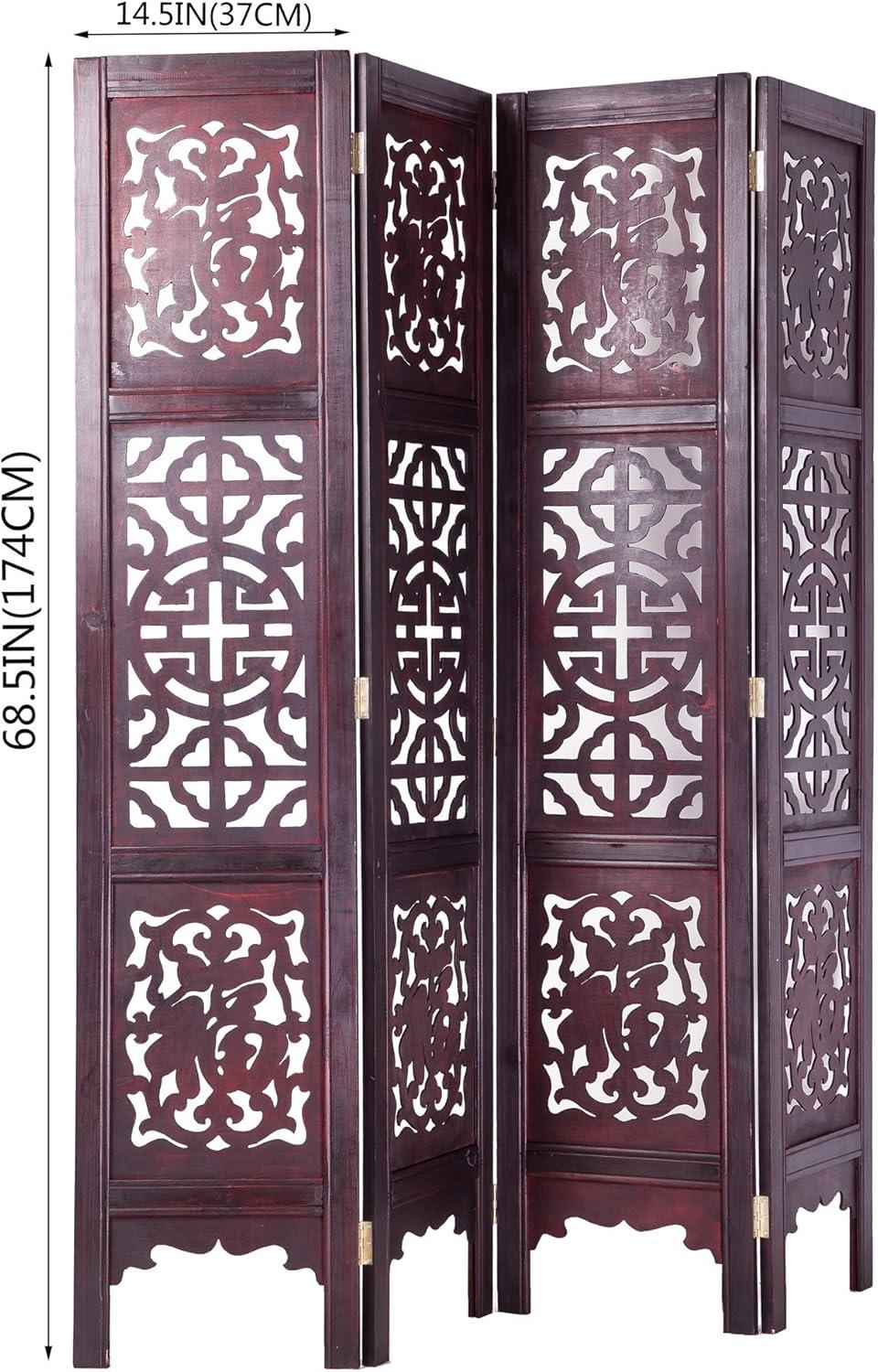 Vintage Oriental Style 4 Panels Screen Room Divider FUR1009