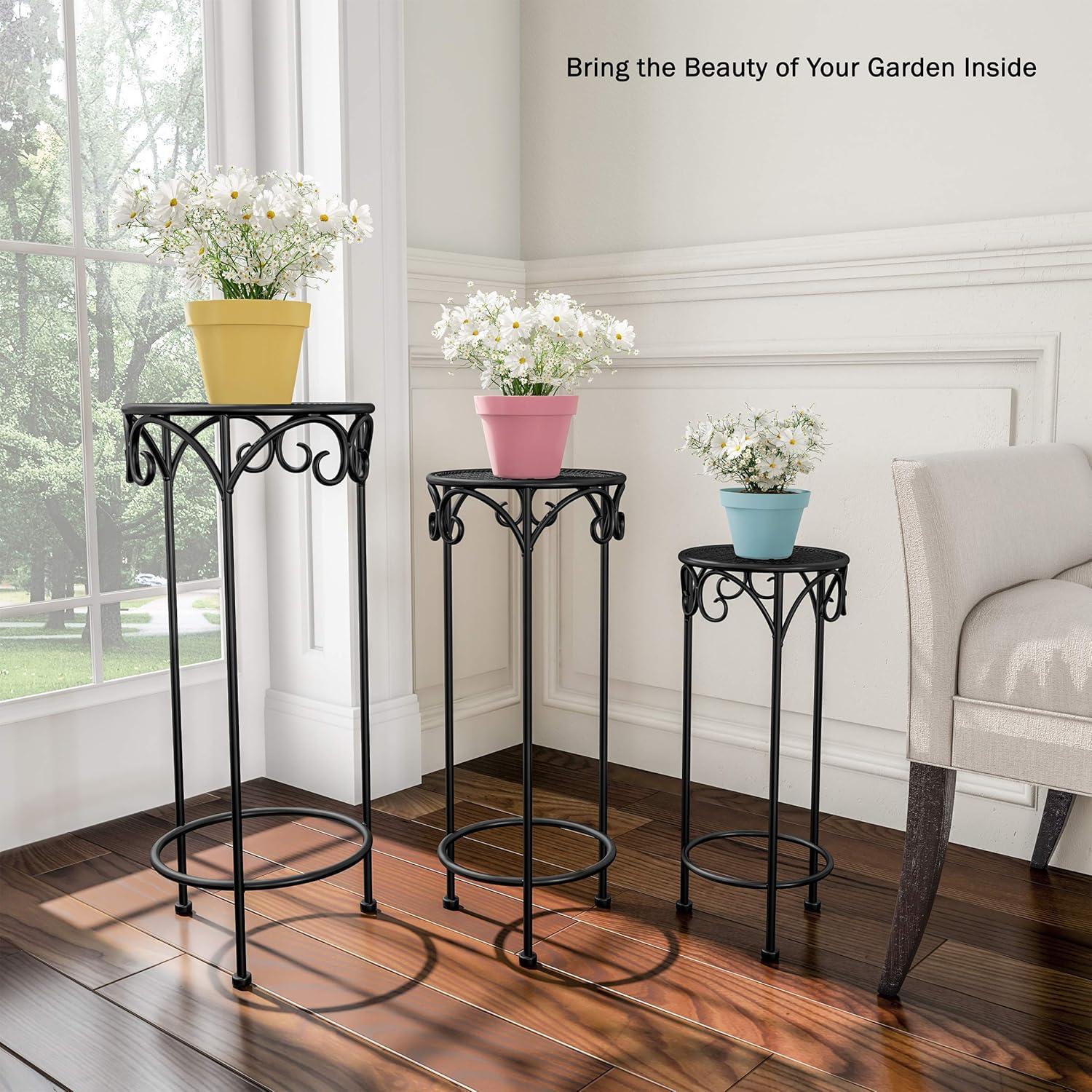 Black Wrought Iron Nesting Plant Stands Set of 3