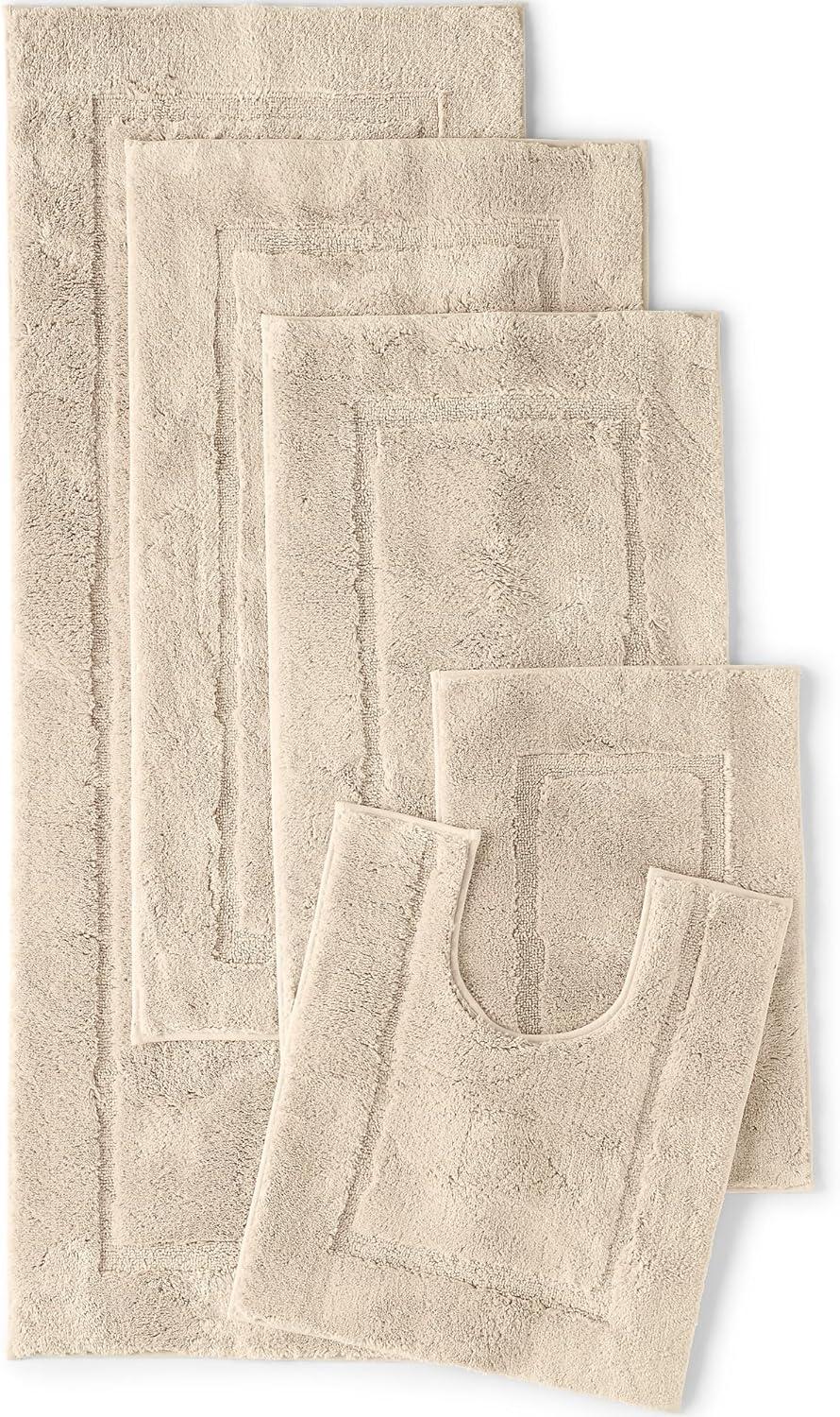 Lands' End Cotton Non-skid Double Sink Bath Rug 23x59 - 1'11"x4'11" - Dark Sand