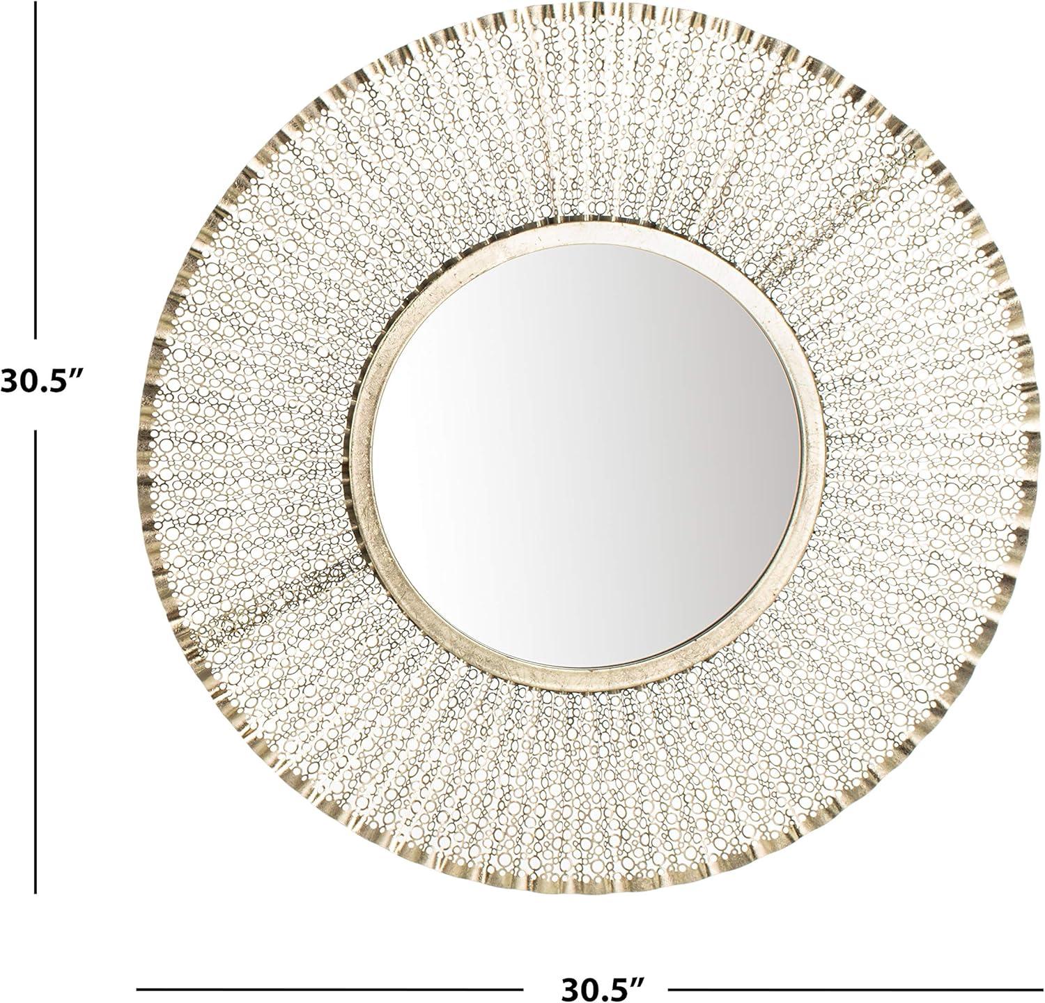 Foster 30.5" Round Silver and Gold Wood Mirror