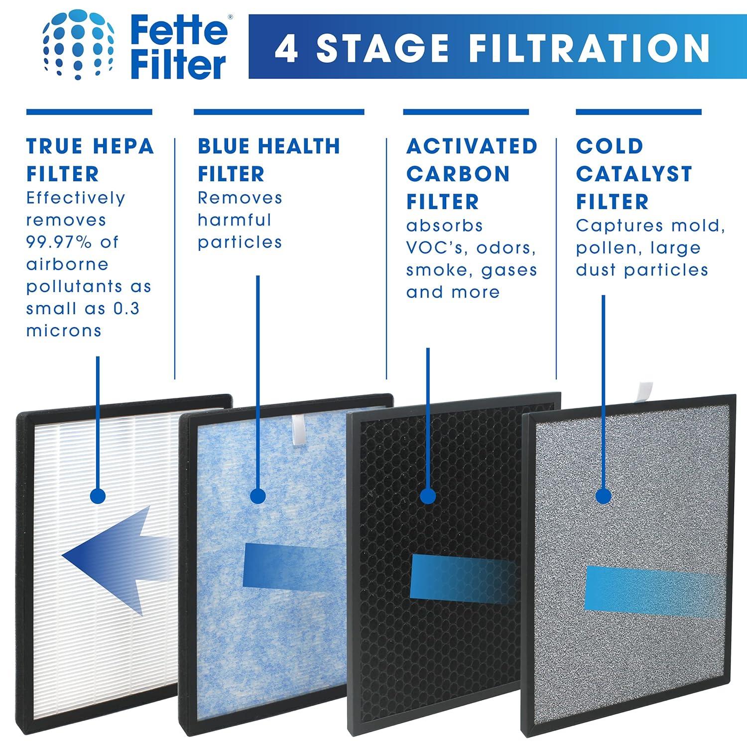 LifeSupplyUSA 2-in-1 True HEPA Air Cleaner Replacement Filter + Activated Carbon Charcoal Compatible with Hathaspace HSP001 Smart Air Purifiers