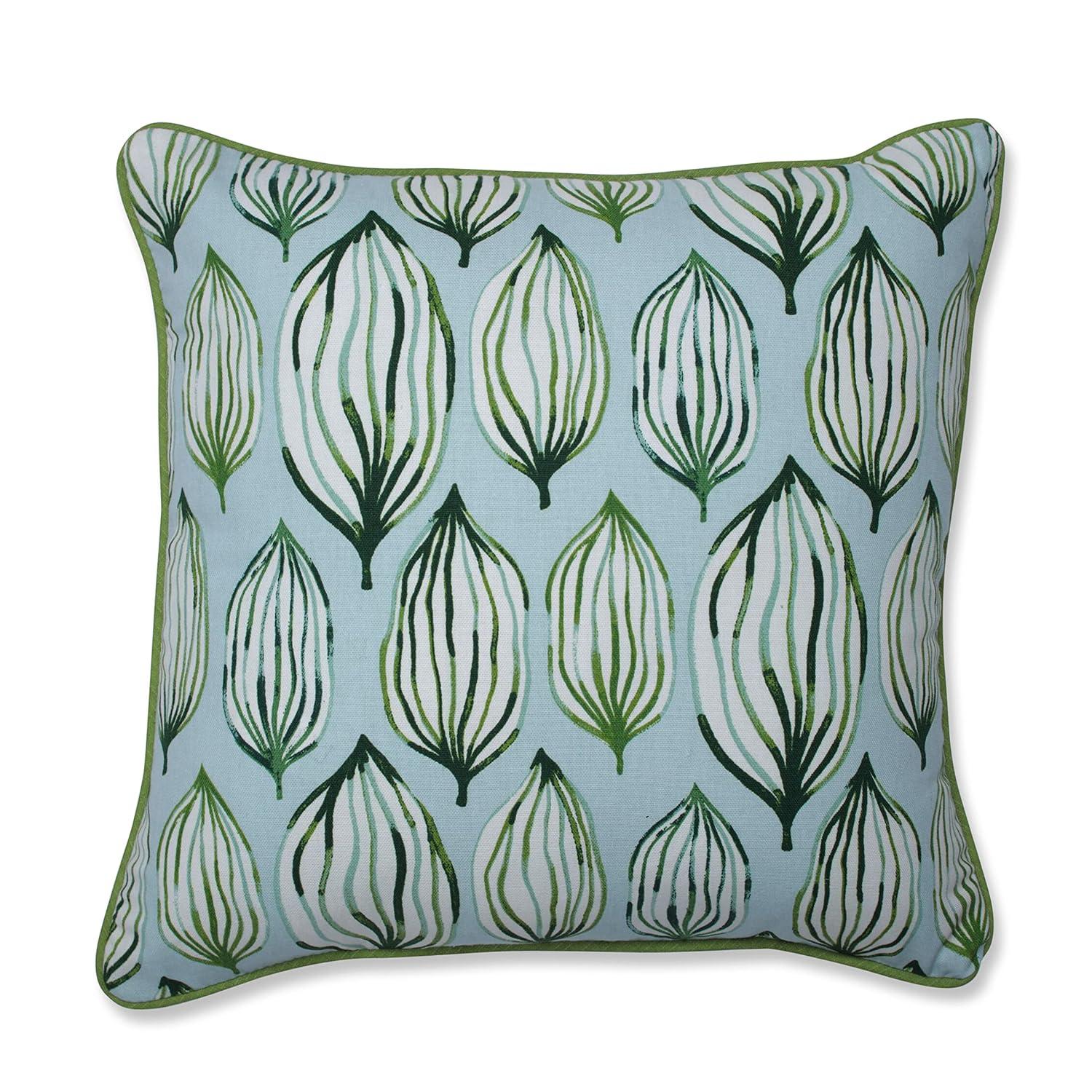 Pillow Perfect Tropical Leaf Verte Geometric Cotton Reversible Throw Pillow