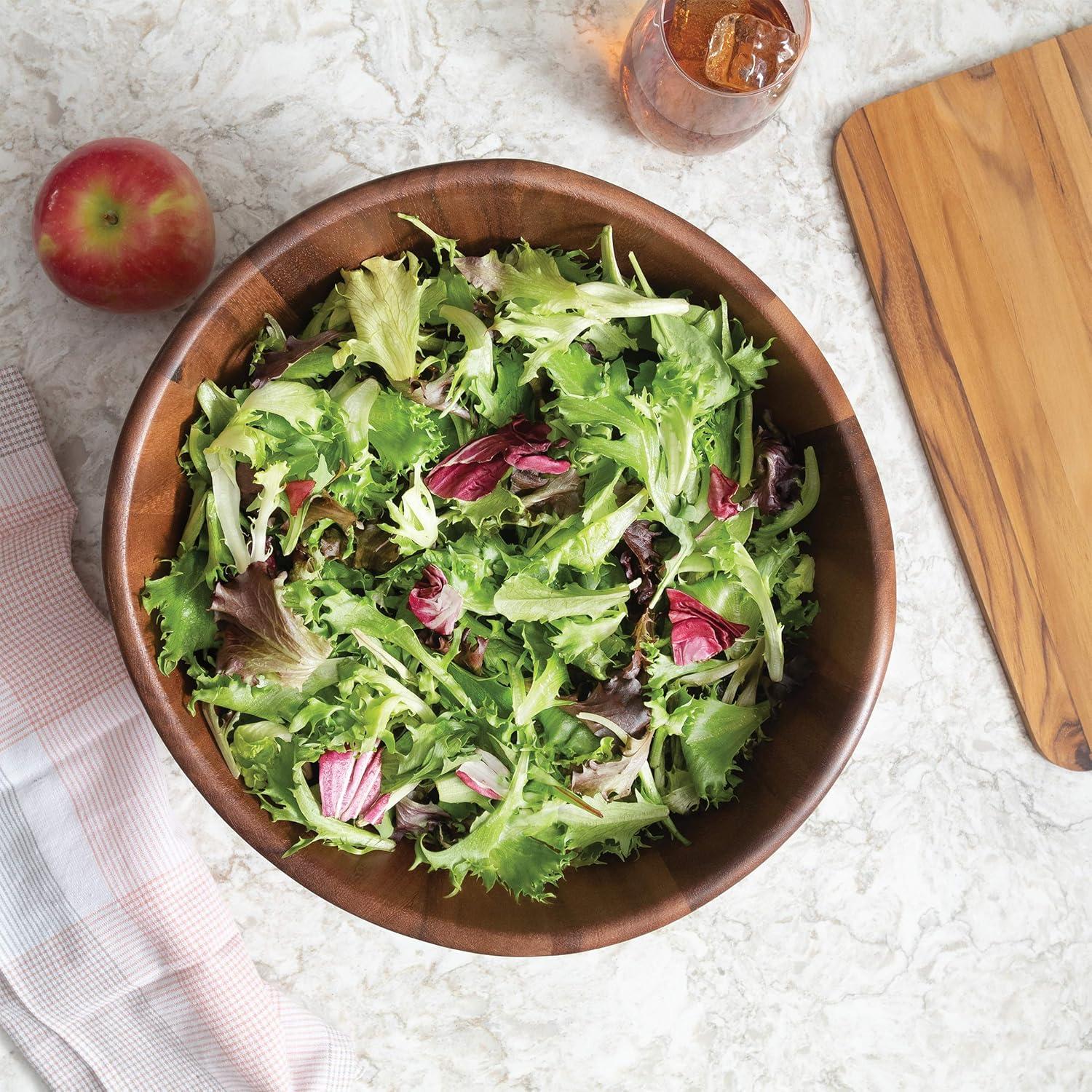 Lipper Acacia Wave Bowl, Large With Servers