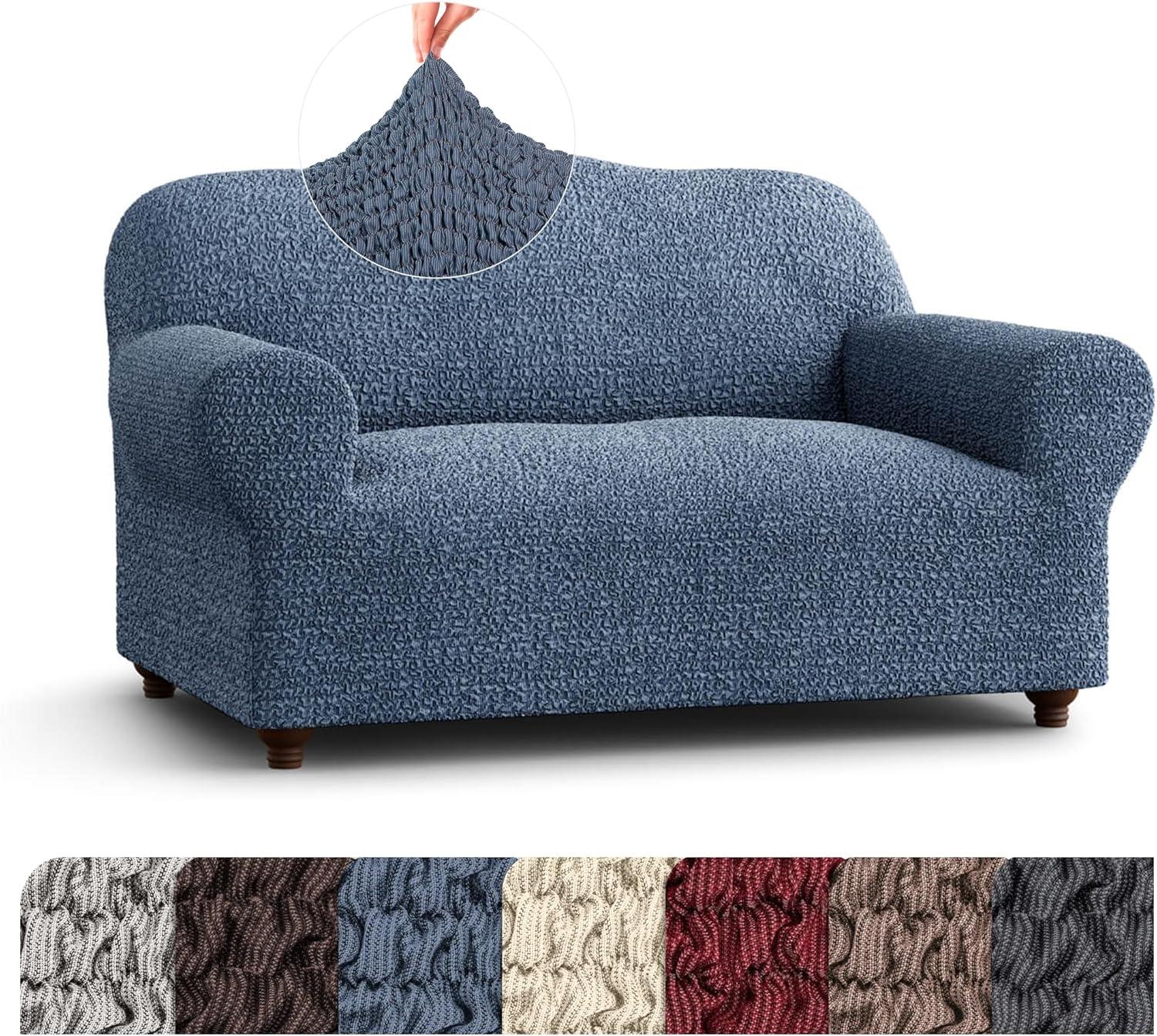 Stretchy Slipcover for Loveseat Sofa - Italian Style & Premium Quality - Mille Righe Collection
