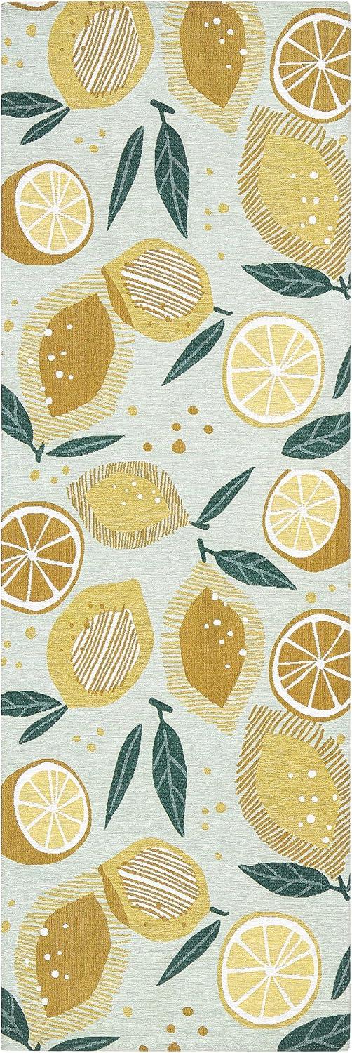 TOWN & COUNTRY Living Livie Fresh Lemon Everwash Washable Non-Slip Backing Kitchen Runner Rug