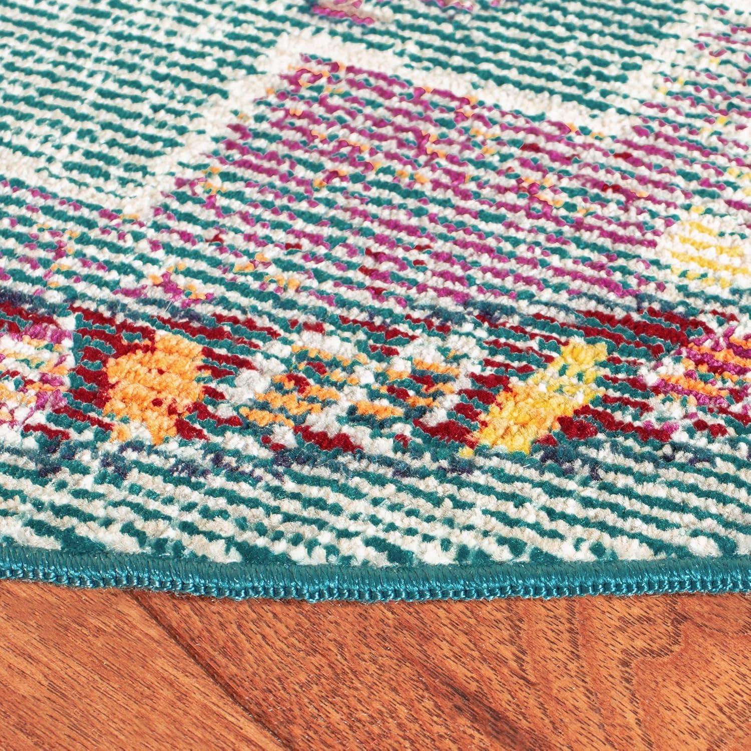 Crystal CRS501 Loomed Indoor Area Rug - Teal/Orange - 7'x7' Round - Safavieh