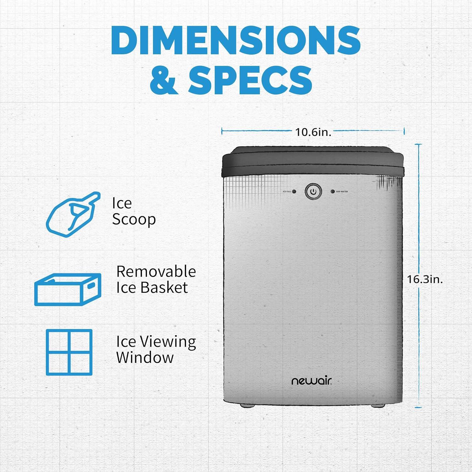 Newair 45lb. Nugget Countertop Ice Maker with Self-Cleaning Function, Refillable Water Tank