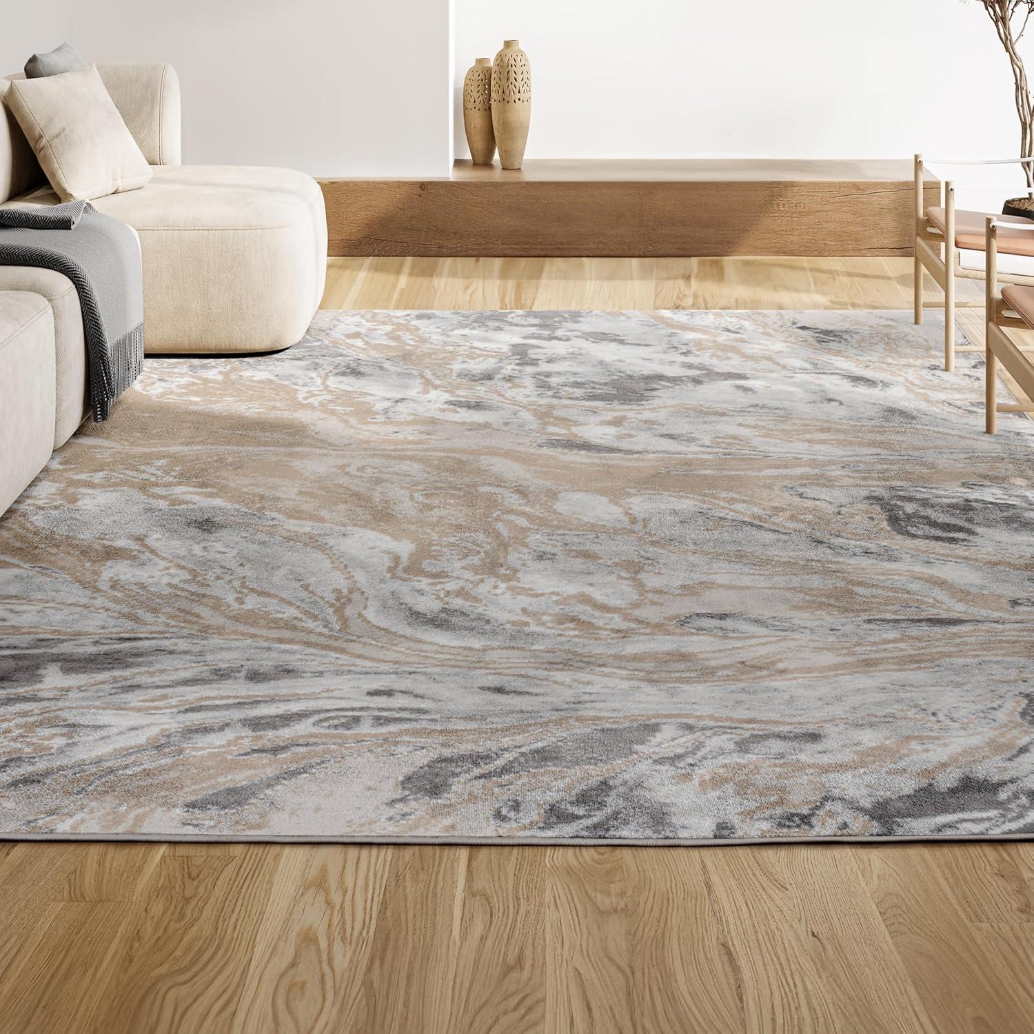 JONATHAN Y Swirl Marbled Abstract Beige/Ivory 5 ft. x 8 ft. Area Rug