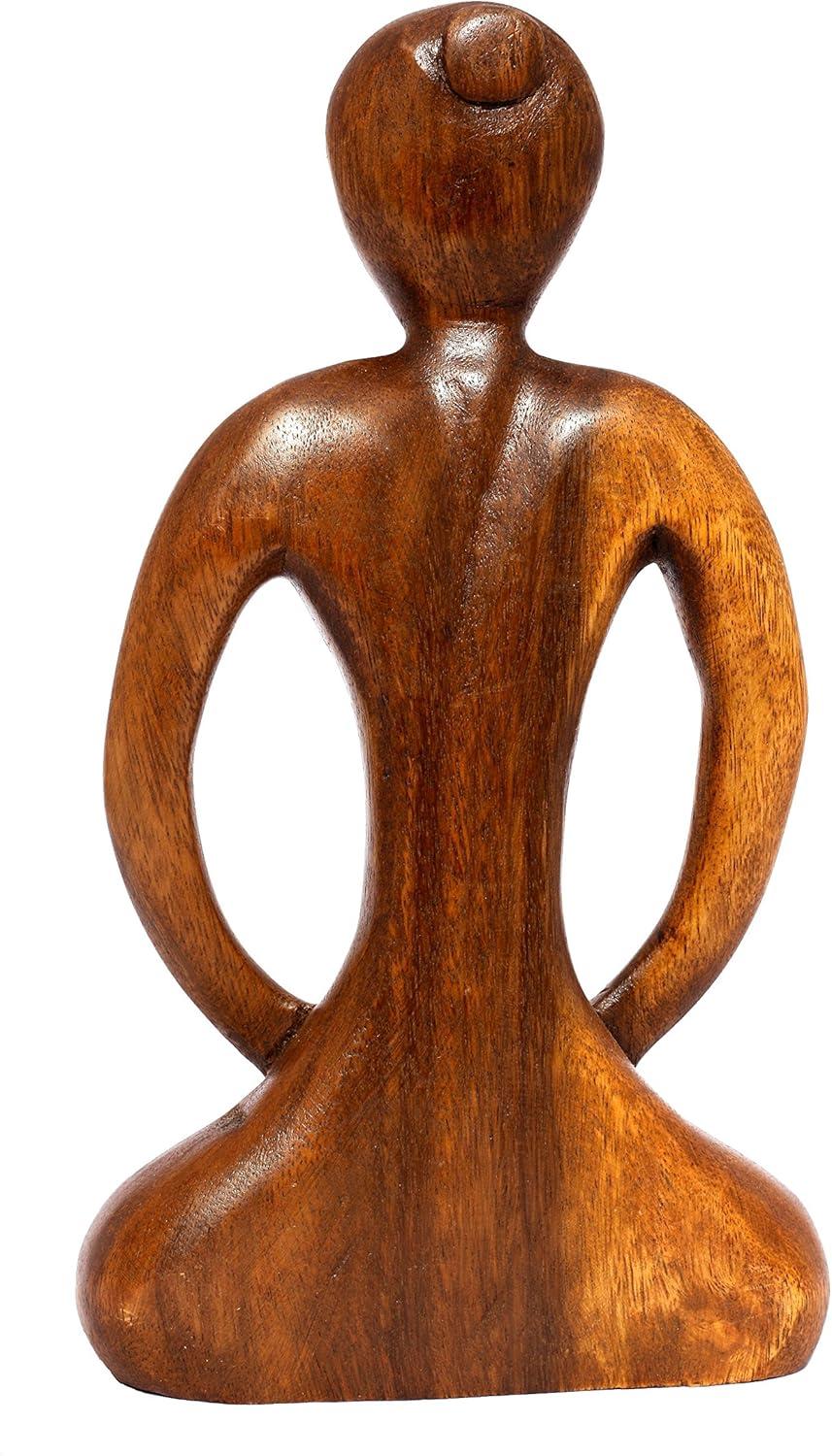 Handcrafted 12" Mahogany Wood Yoga Sculpture