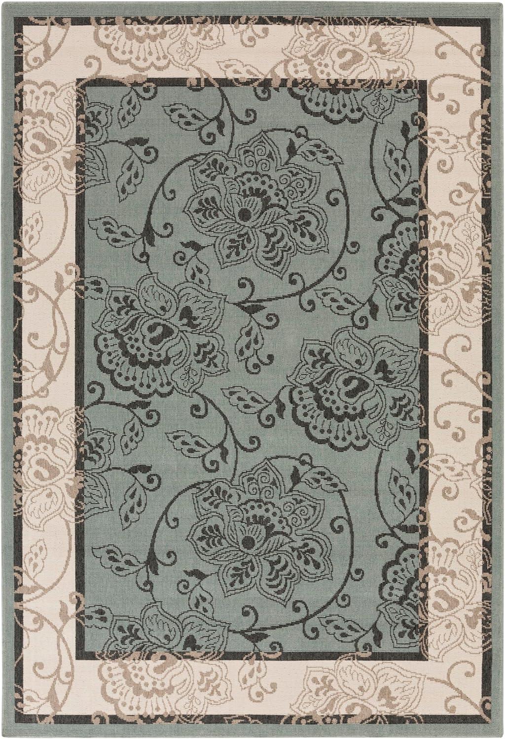 Livabliss Rhoda Outdoor Border Area Rug,3'7" x 5'7",Green
