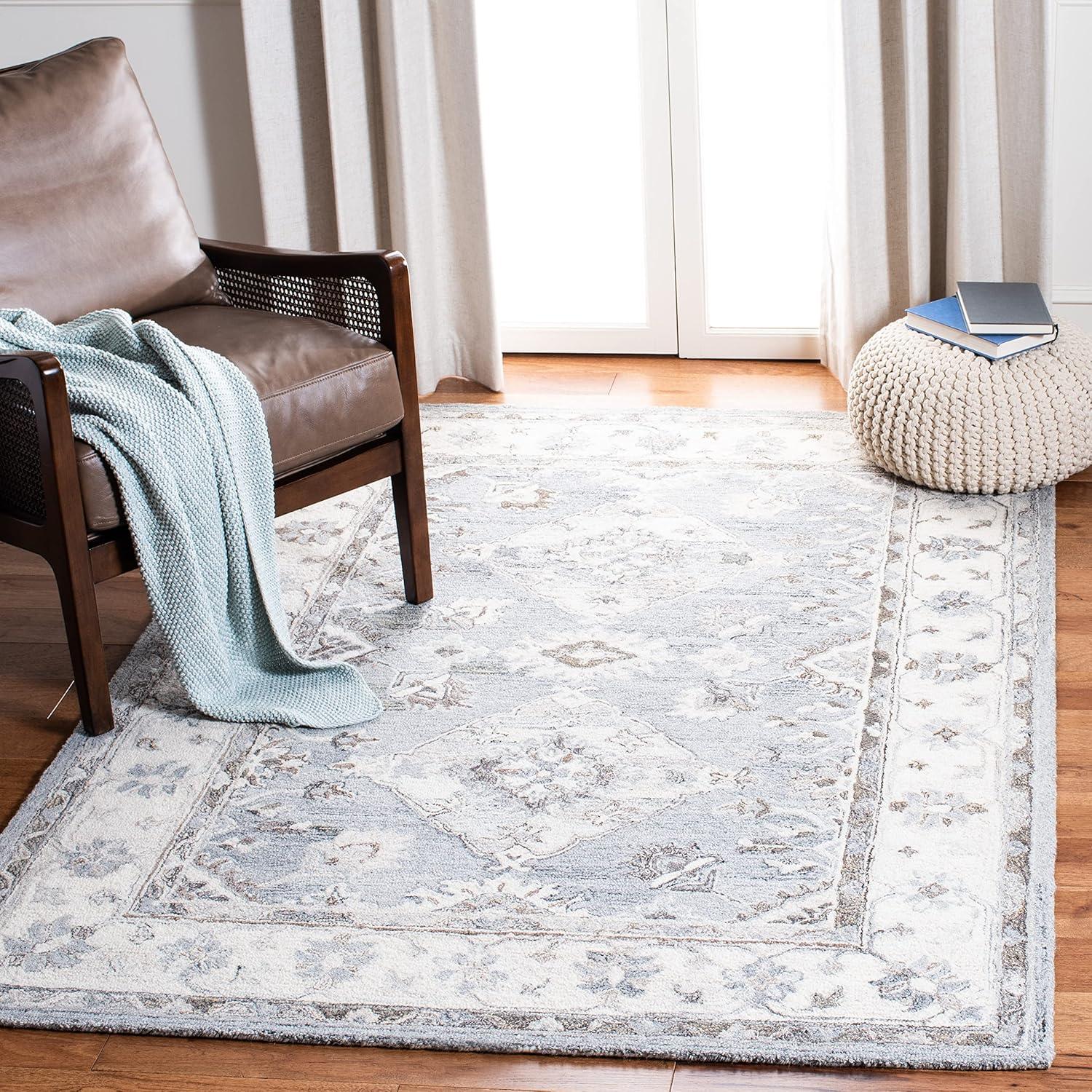 Ivory and Gray Handmade Wool Tufted Area Rug