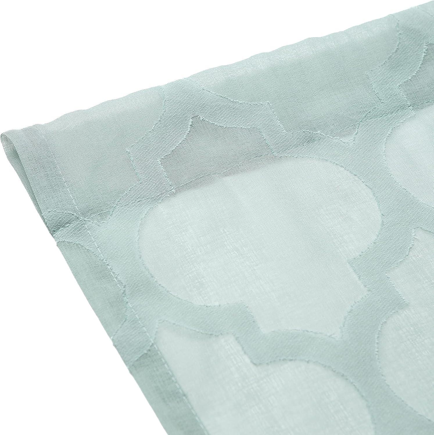 Chanasya 2pk Quatrefoil Voile Sheer Window Curtain Panels - Set of 2 - 52 x 96 Inches Long - Sage