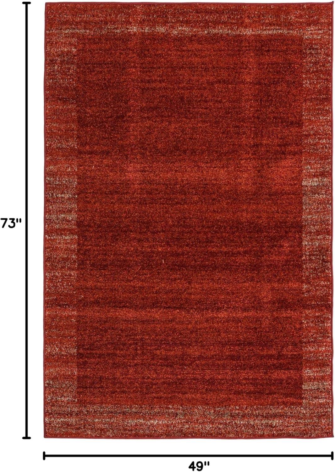 Terracotta Rectangular Synthetic Easy Care Area Rug 4' x 6'