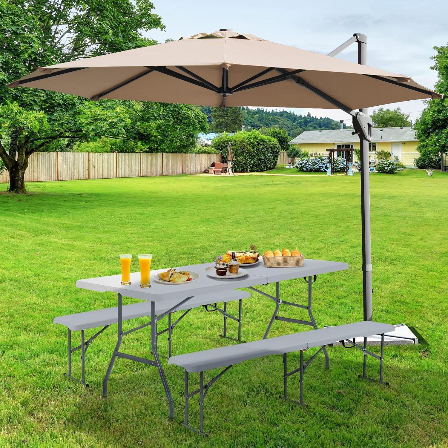 Costway 2PCS 6 FT Portable Folding Bench Outdoor Picnic Bench 550 lbs Limited for Dining