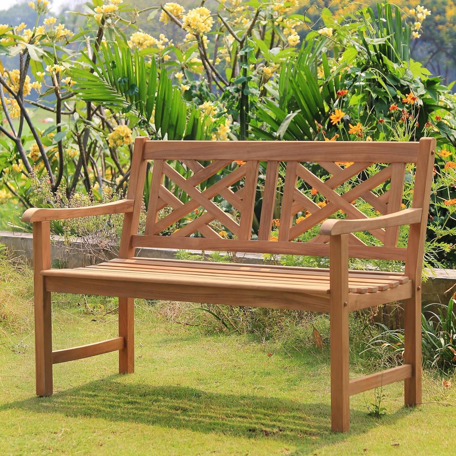 Cambridge Casual Superior Indonesian Teak Rocca Garden Bench, 4-Foot, Natural Unfinished