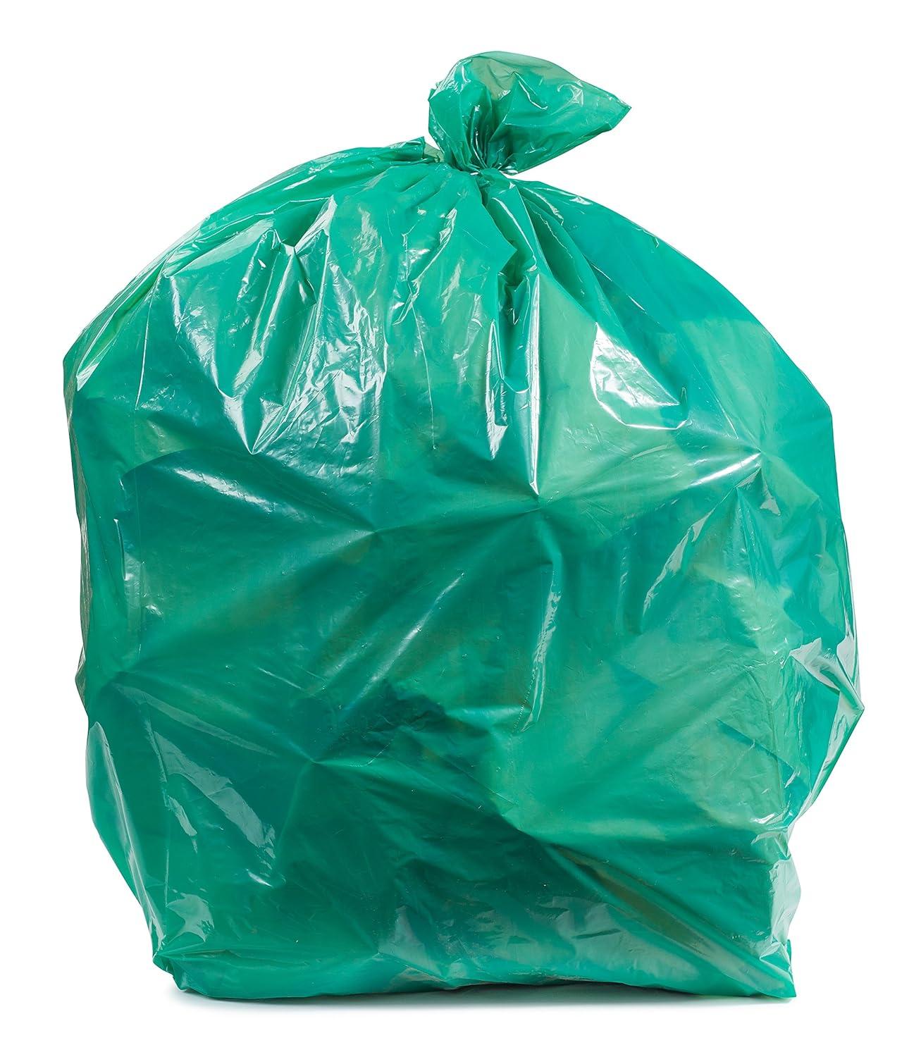 Plasticplace 12-16 Gallon Trash Bags, Green (250 Count)