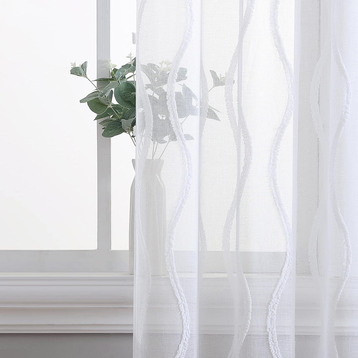 Juvenile Geometric Sheer Rod Pocket Curtain Panels (Set of 2)