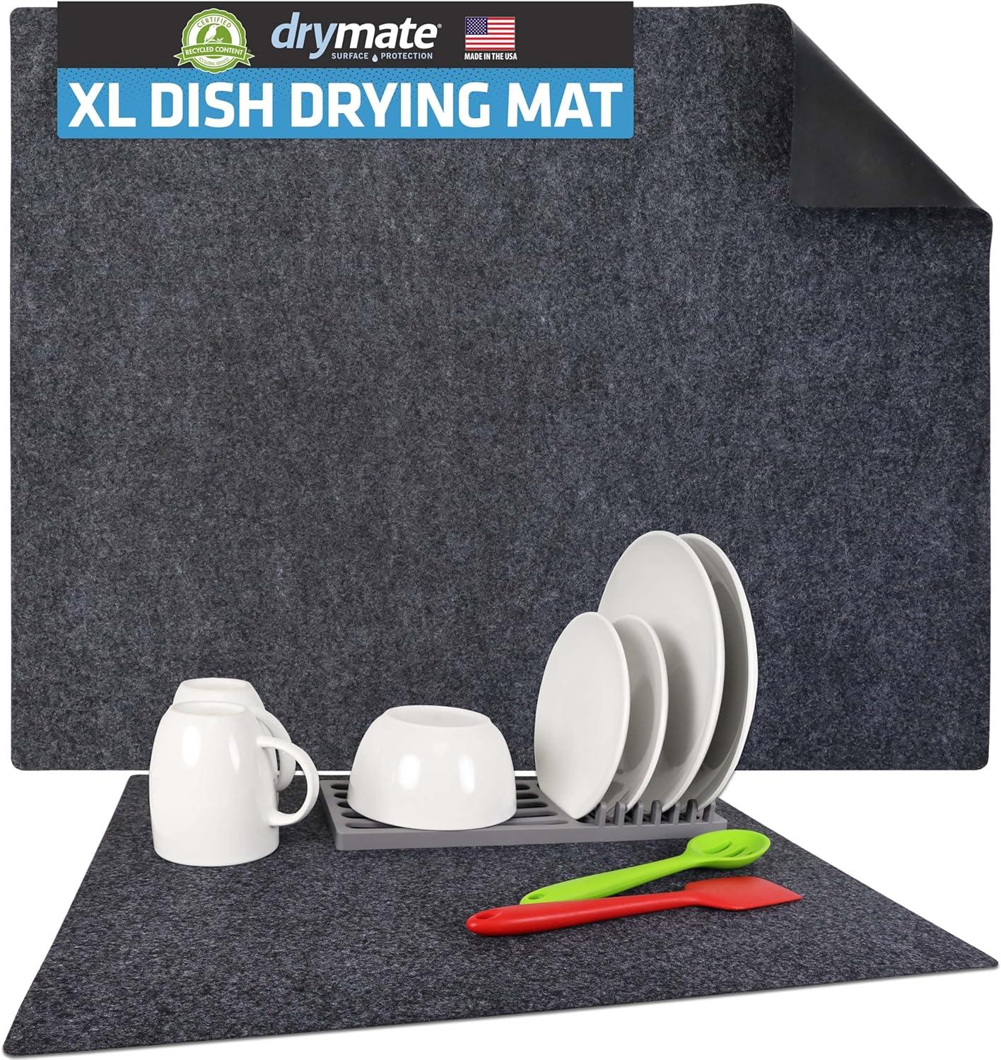Drymate Low-Profile Dish Drying Mat, Drip Pad For Kitchen Counter - Thin/Absorbent/Waterproof/Easy To Clean