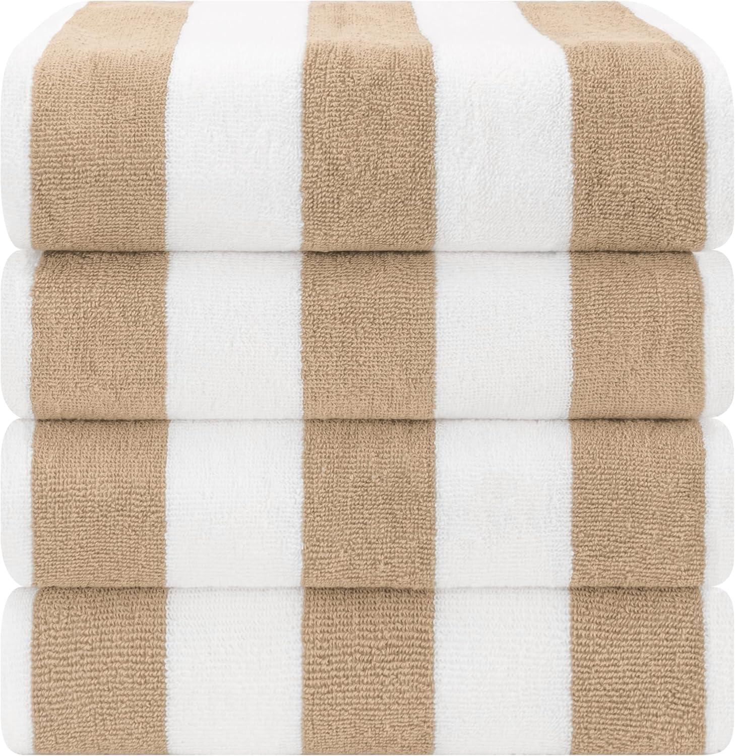 American Soft Linen Beach Towel, 100% Cotton Cabana Striped Beach Towel, 30 in by 60 in Soft Absorbent Beach Pool Towel
, Turquoise Blue