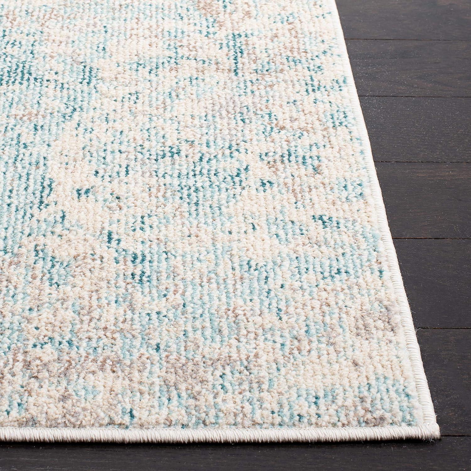 Madison MAD453 Power Loomed Indoor Area Rug - Ivory/Teal - 4'x6' - Safavieh